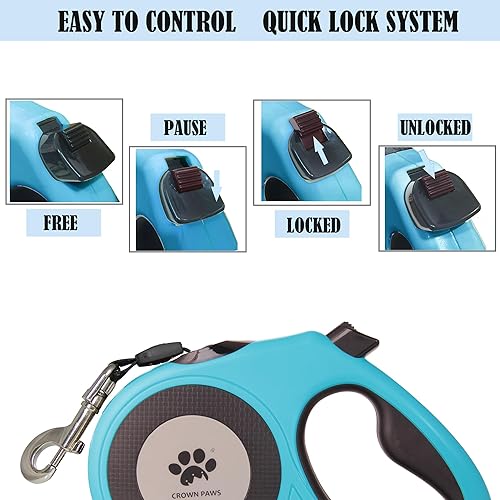Miniatura 2 de Correa retráctil de 16 pies para perros extra grandes de hasta 130 libras, cinta de nailon sin enredos, azul Dan24 XL