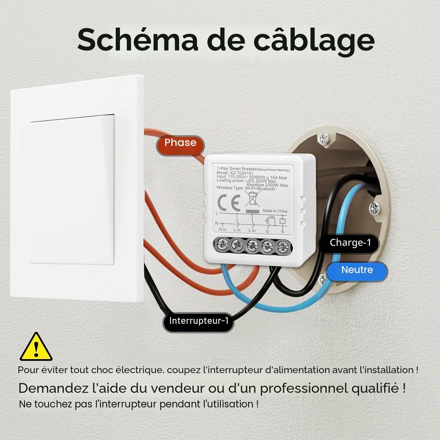 Interrupteur Relais Intelligent WiFi et Bluetooth 10A 1Canal ANTELA | compatibel avec Alexa, Smart Life APP, 8PCs