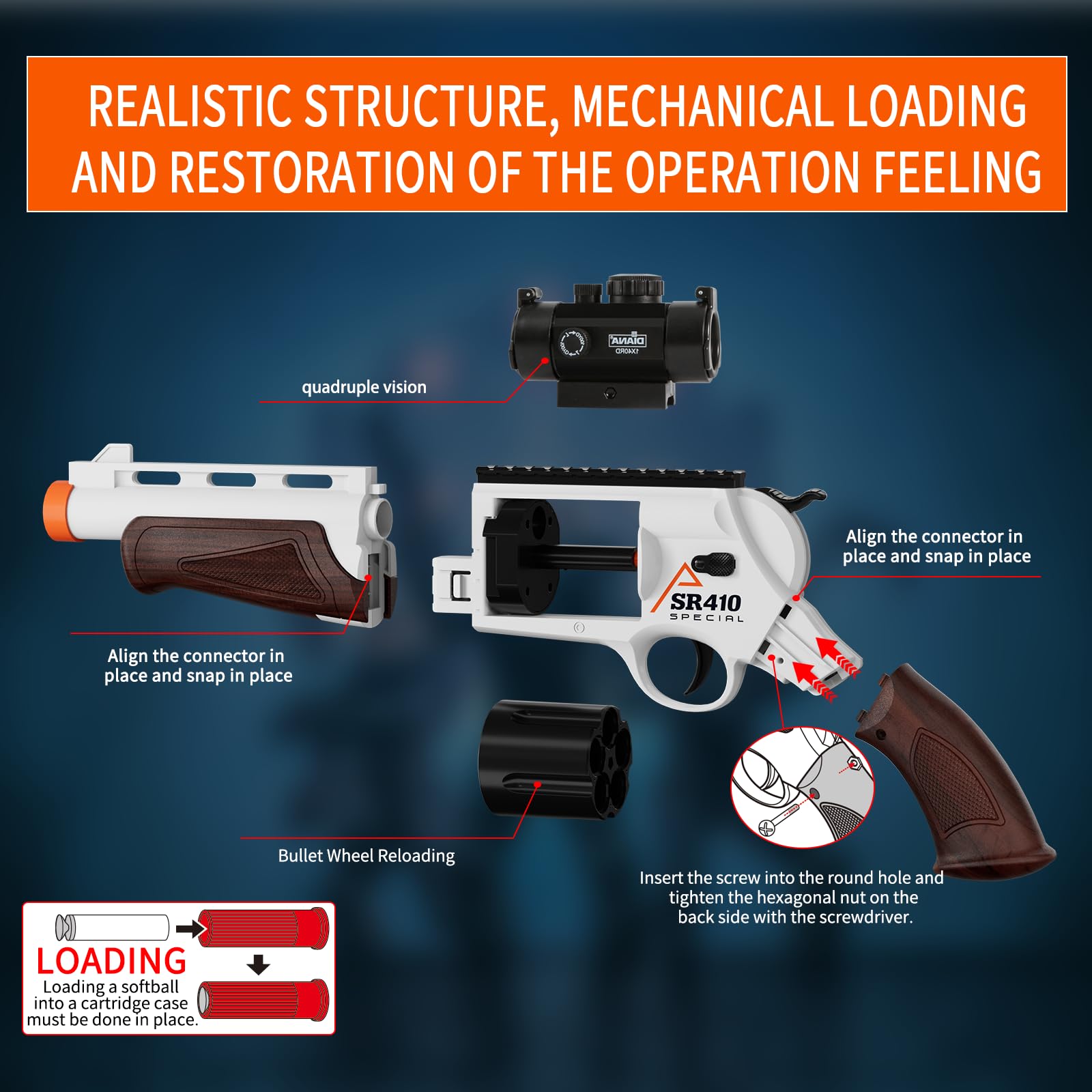 RuiDaXiang Pistola giocattolo, pistole giocattolo sparatutto,blaster in schiuma EVA e design di ricarica della ruota per il gioco all'interno e all'aperto (Marrone)