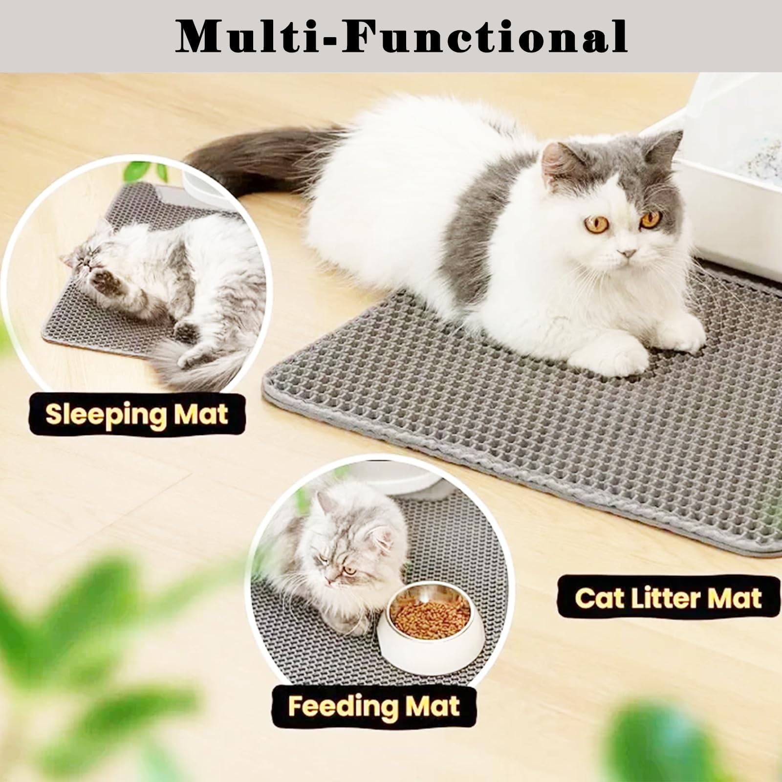2er Set in Grau Katzenklo Matte, Katzenzubehör, Katzenstreu Matte Mit Textilumrandung, Ideal Für Kleine Räume, Einfache Reinigung,Ideal Als Katzenklo Unterleger Für Stressfreie Pflege
