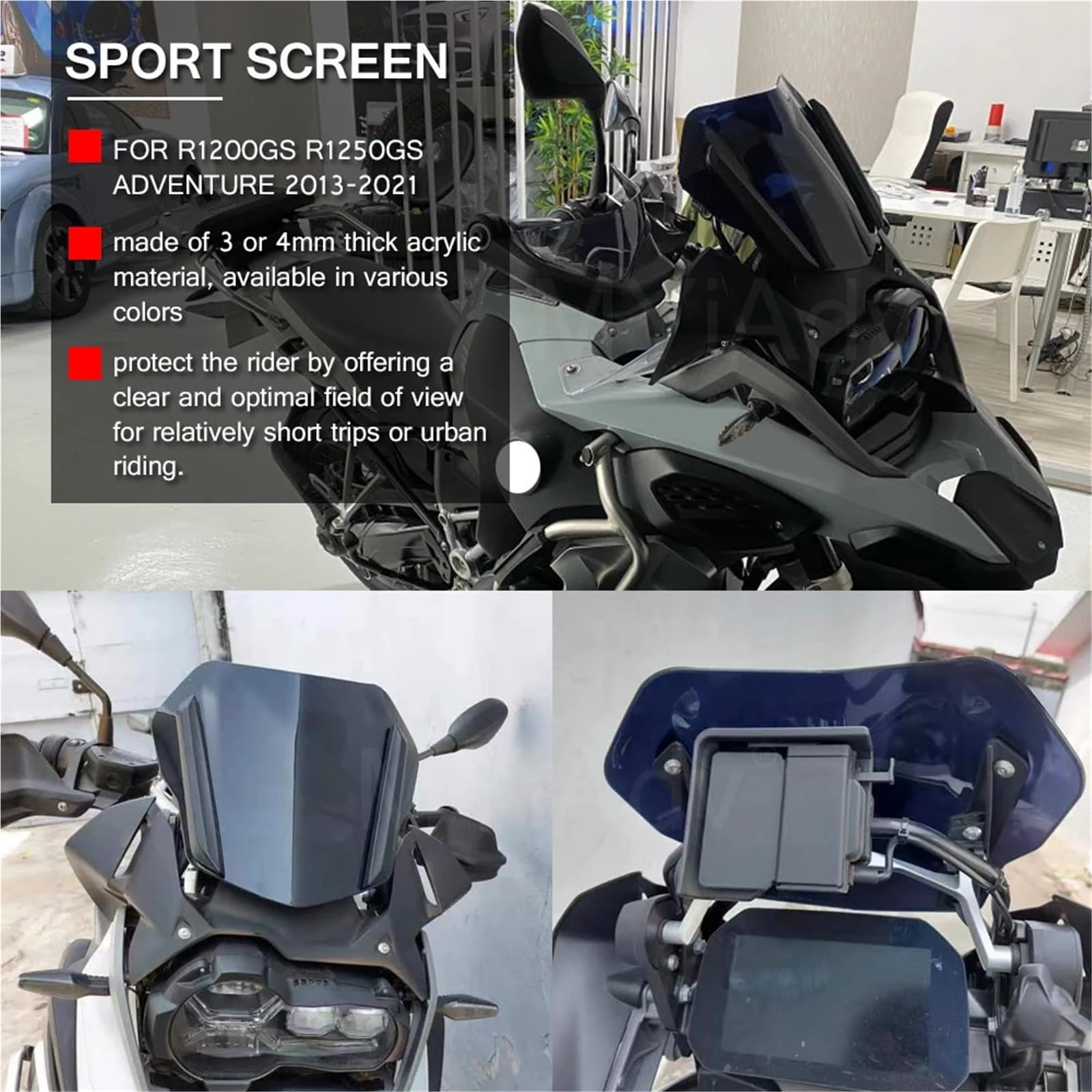 Amazon | BMW R1250GS R1200GS LC 2013-2024 ウィンドディフレクター 