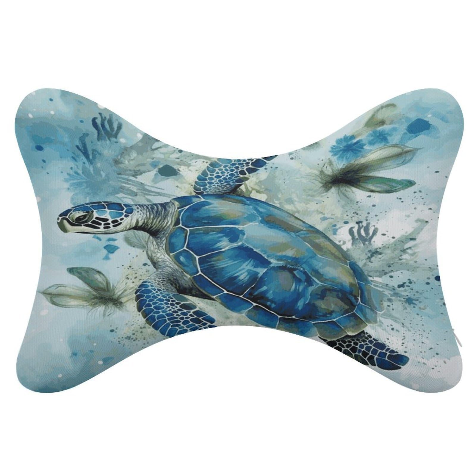 FekiLoot Sea Turtle-Blue Car Headrest Set of 2,Softness Memory Foam Car Neck Pillow with Breathable Removable Cover Car Neck Support Pillow Ergonomic for Driving, Office