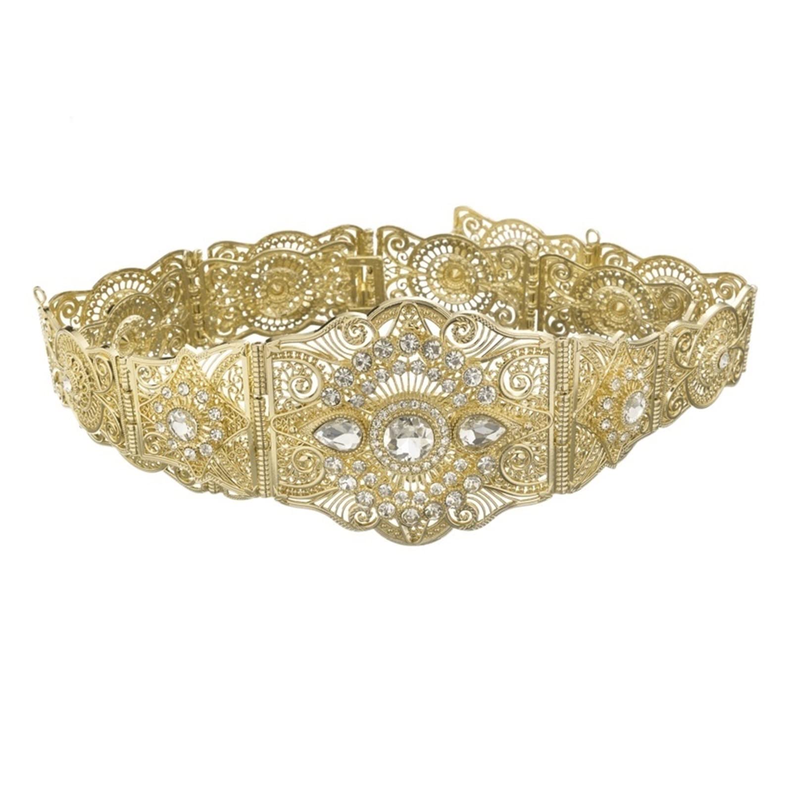 ZZSRJ Élégante Manches Longues Dames Bijoux de Mariage Ceinture en métal Strass Mode Ceinture Fille (Color : 2, Size : 42.91in)