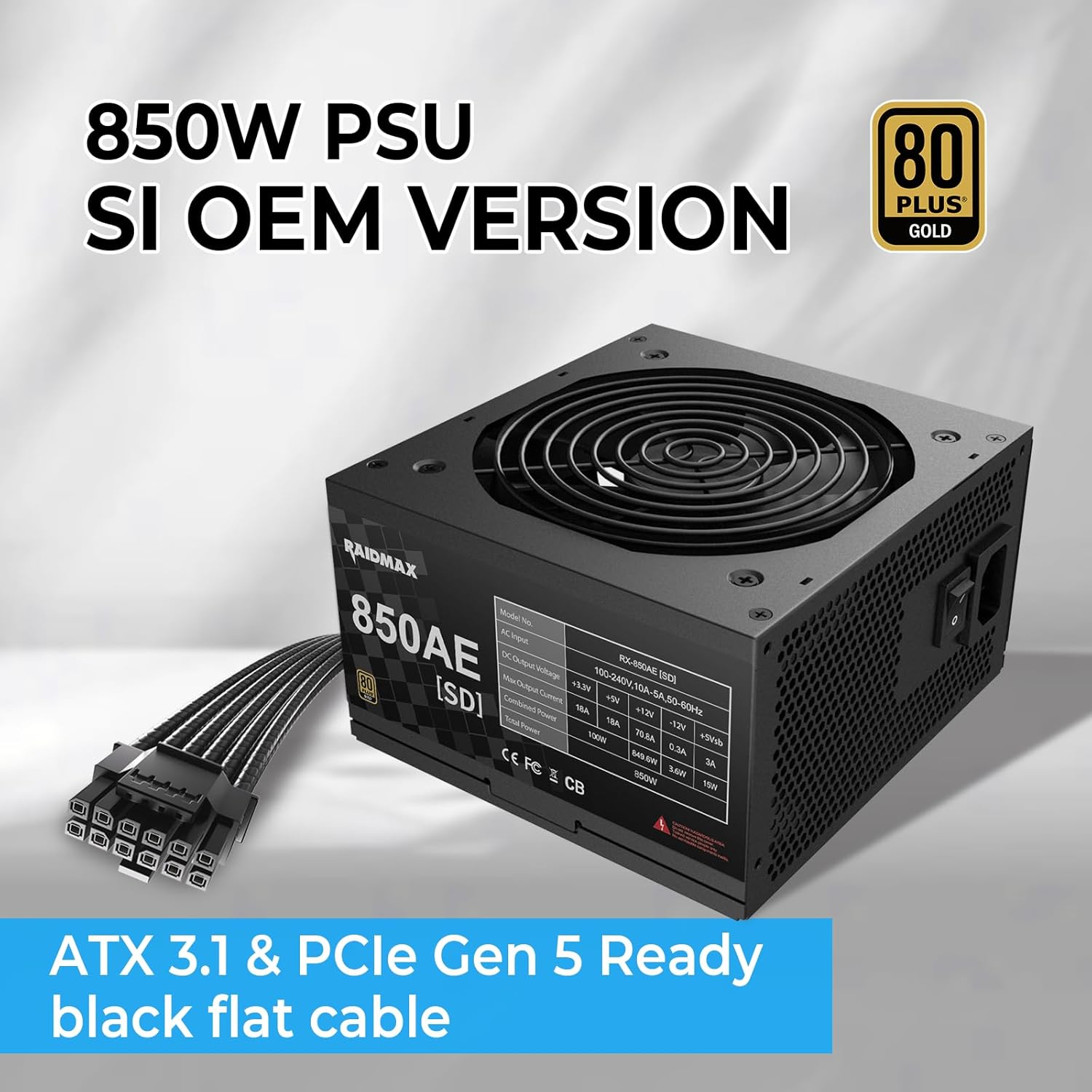 RAIDMAX i803 Panoramic LCD Gaming PC Case Series, Includes 650W 80+ Gold SI PSU & Digital Temp Display ARGB Air Cooler, High Airflow, Supports 400mm GPU & 360mm AIO (Case + PSU)