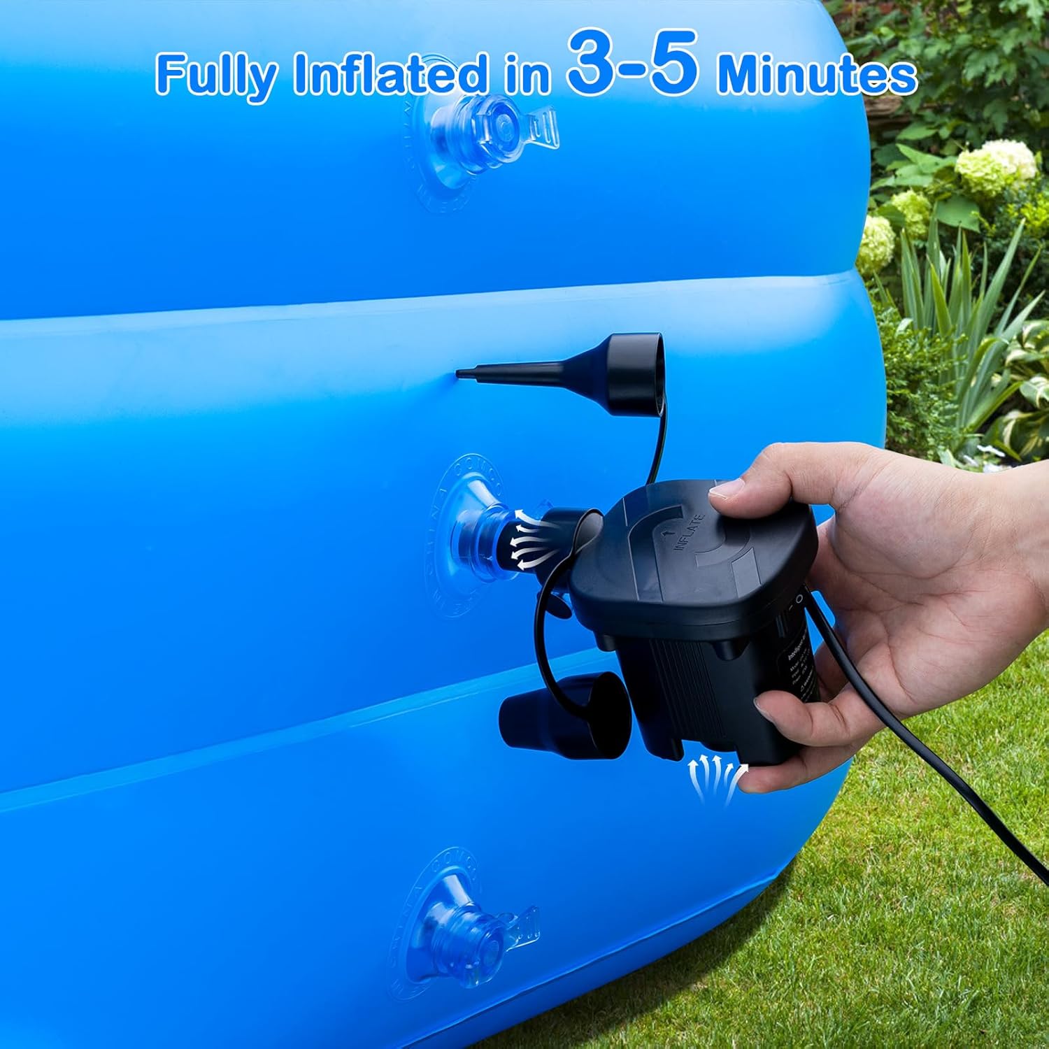 Large Inflatable Pool with Pump for Adults - 130'' x 72'' x 22'', Extra Large Thickened 0.6mm Blow Up Pool for Family, Oversize Swimming Pool for Water Party Backyard Lawn Outdoor Summer