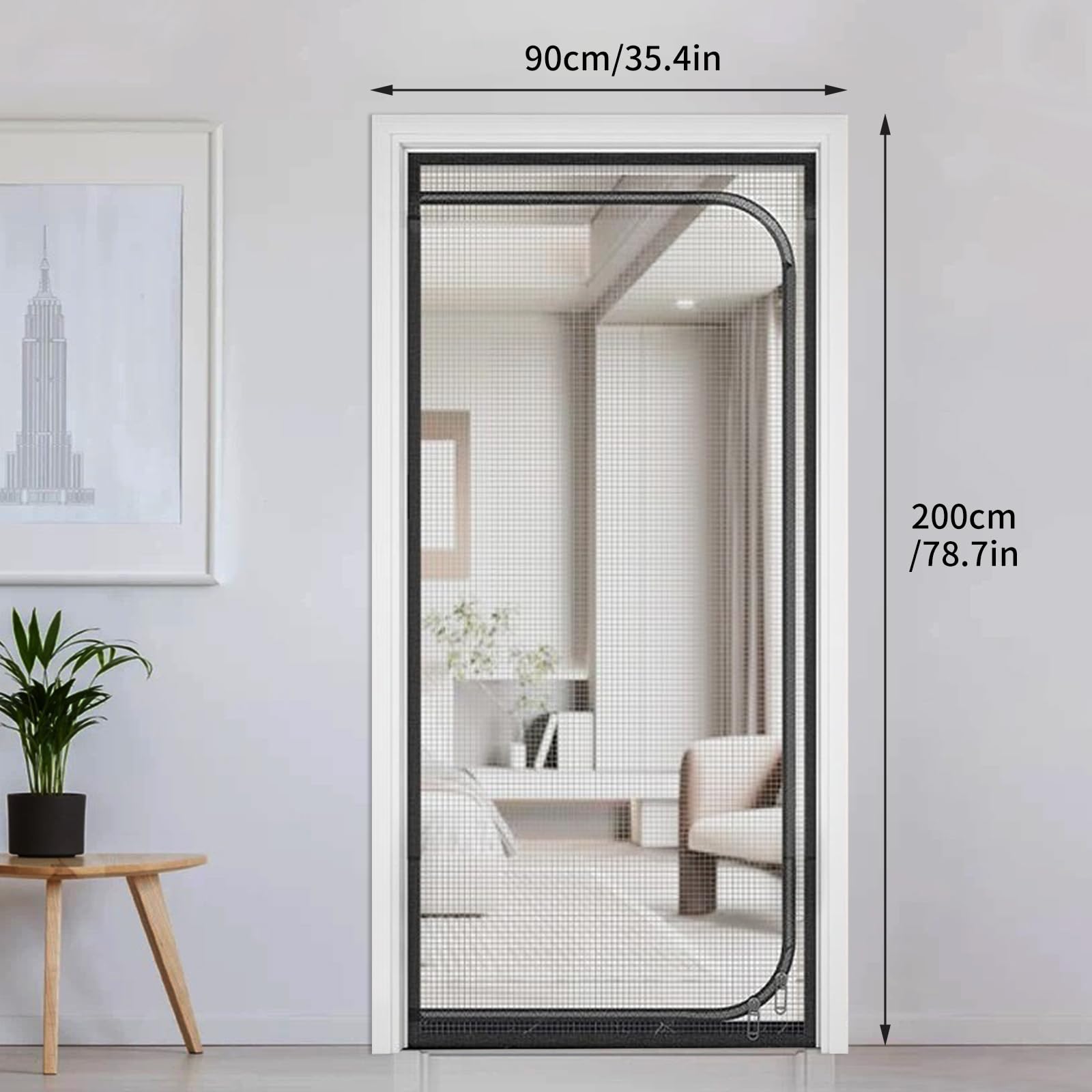 Rejilla para gatos, puerta de balcón, engrosada para perros y gatos, con cremallera, red de puerta para evitar que el gato se salga, rejilla de protección para gatos para salón, dormitorio (negro, 80