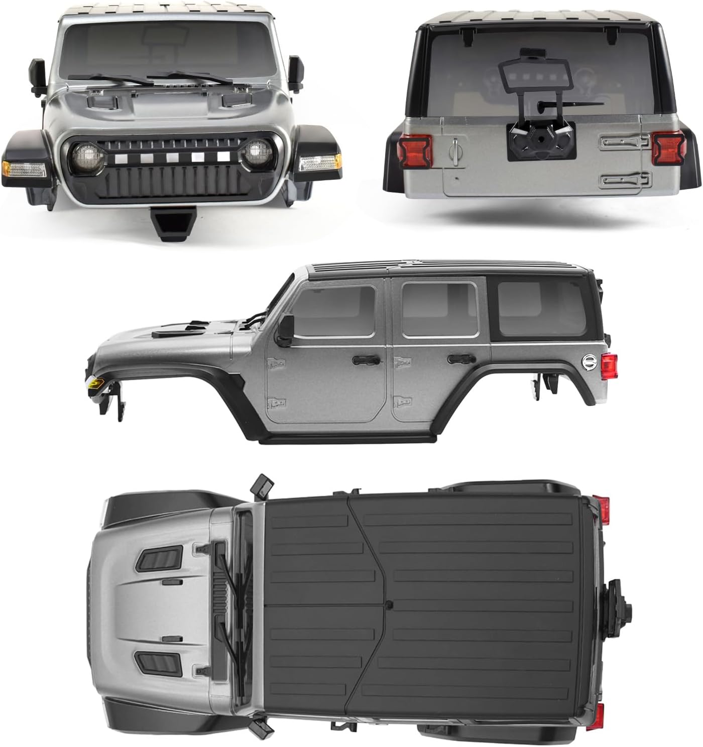 RC Body Shell 6.1 in Wheelbase Shell - ABS Hardtop Body Kit with Front Rear Bumpers for 1/18 RC Crawler Chassis TRX4M Bronco Defender (Grey)
