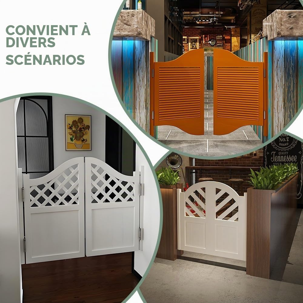 Portillon De Jardin, Porte Battante En Bois, Porte Partition, Porte Saloon 70cm 94cm 114cm 135cm 150cm, Double Portes Intérieure Avec Charnières, Pour Bar, Café