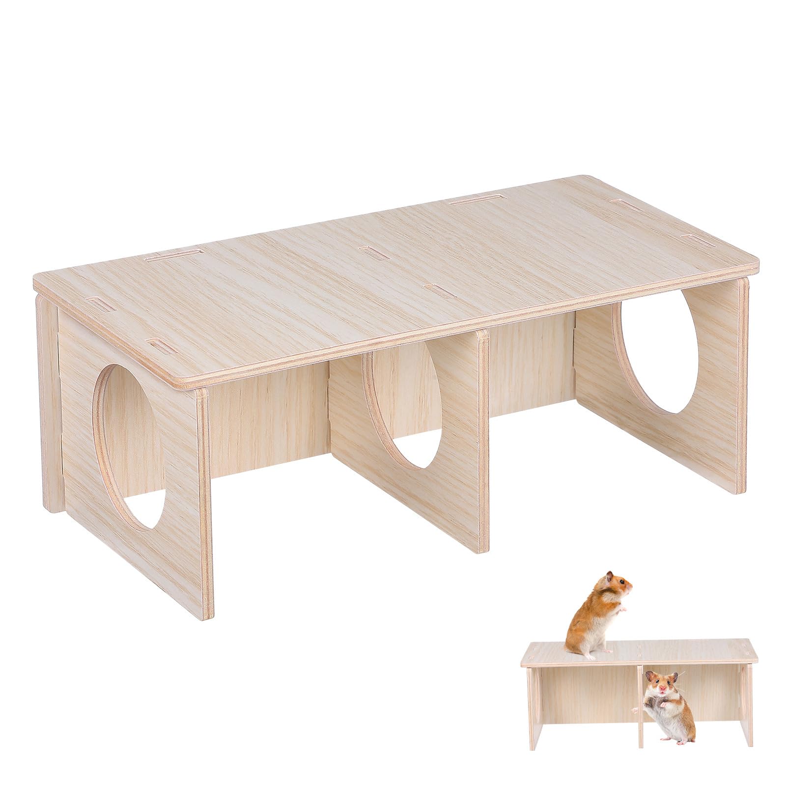 Toyvian Cabaña de Madera para Hámster Diseño Transparente y Dos Habitaciones, Casa para Hámster Fácil de Limpiar Adecuado para Verano E Invierno
