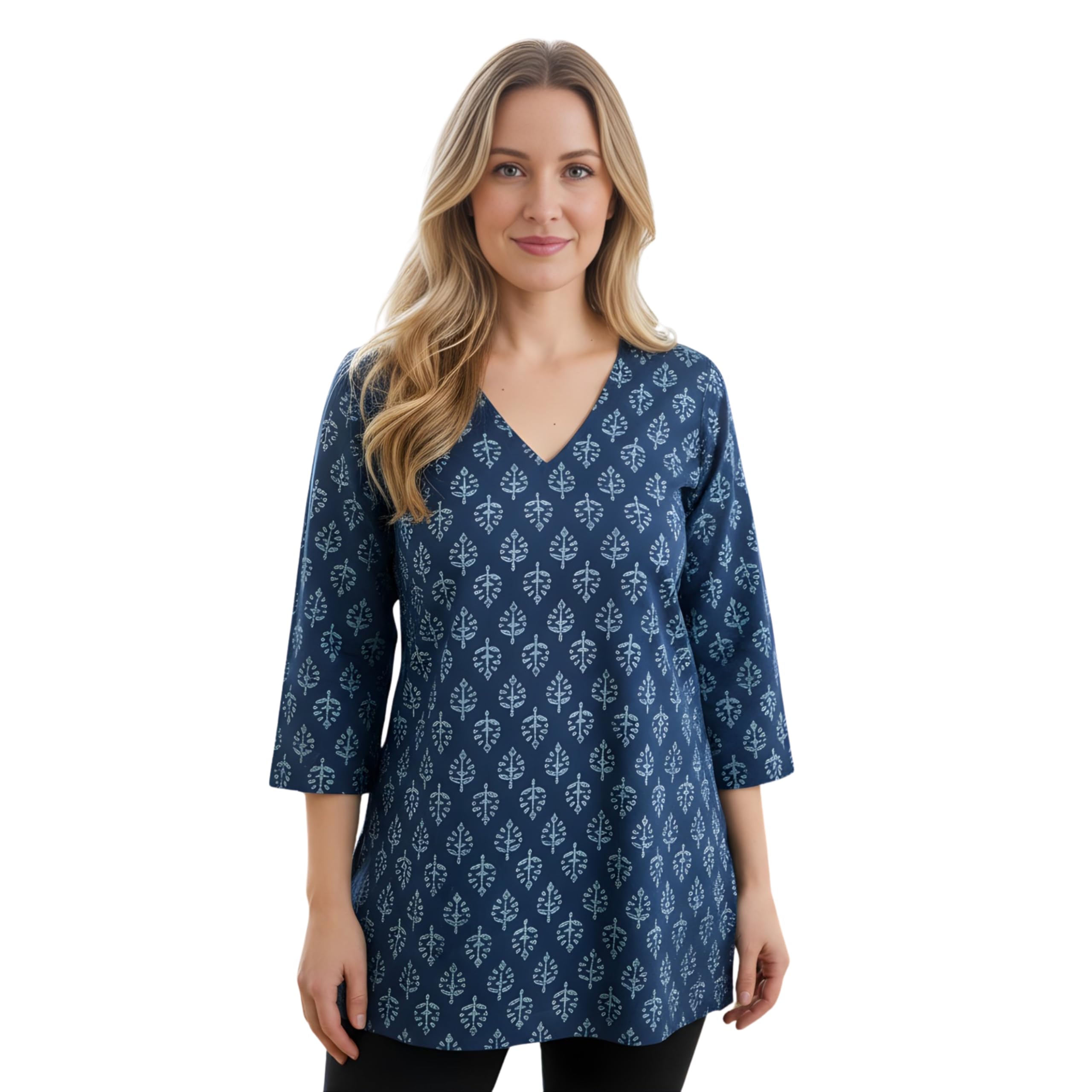 Women Printed Pure Cotton Short Kurta| Short Kurti for Women (Blue)-picture-35