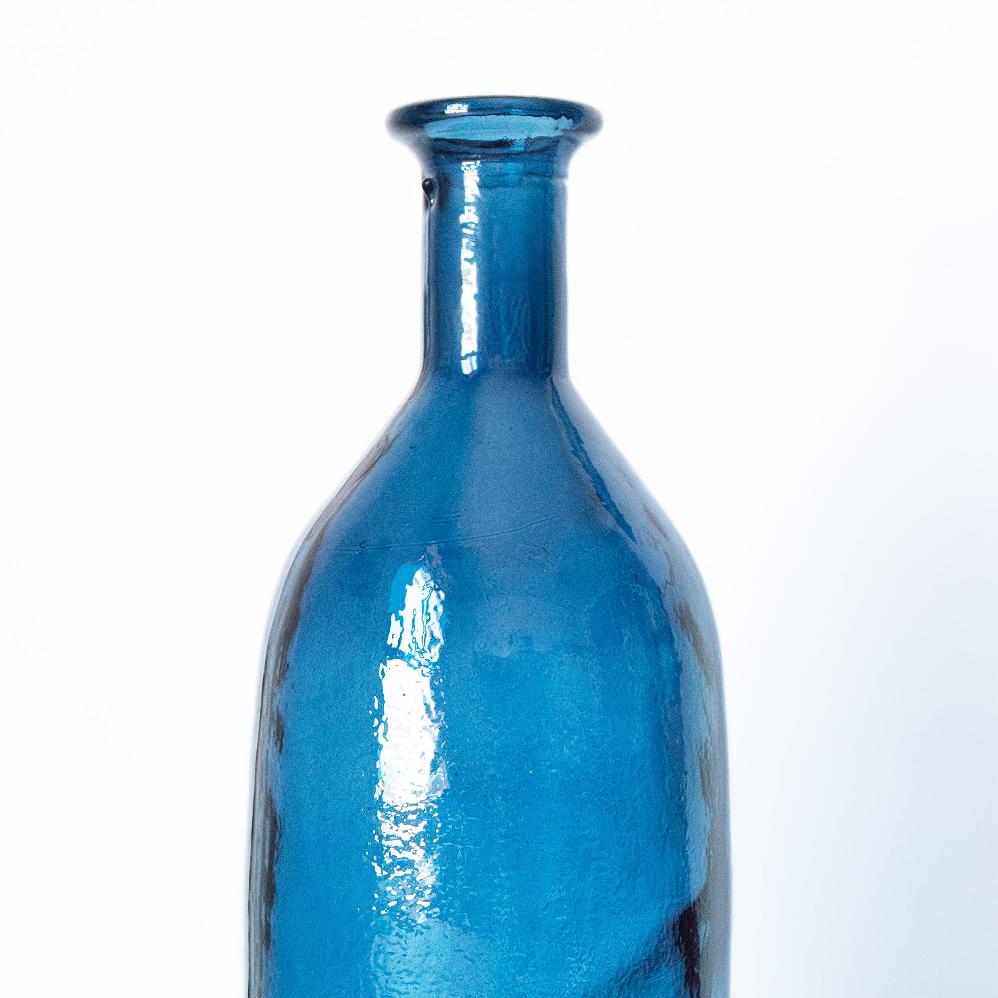 Jarrón Alto de Vidrio, Diseño Mediterráneo Moderno, 35 cm, Decorativo para el Hogar o Exteriores, Acabado Liso (Azul Navy)