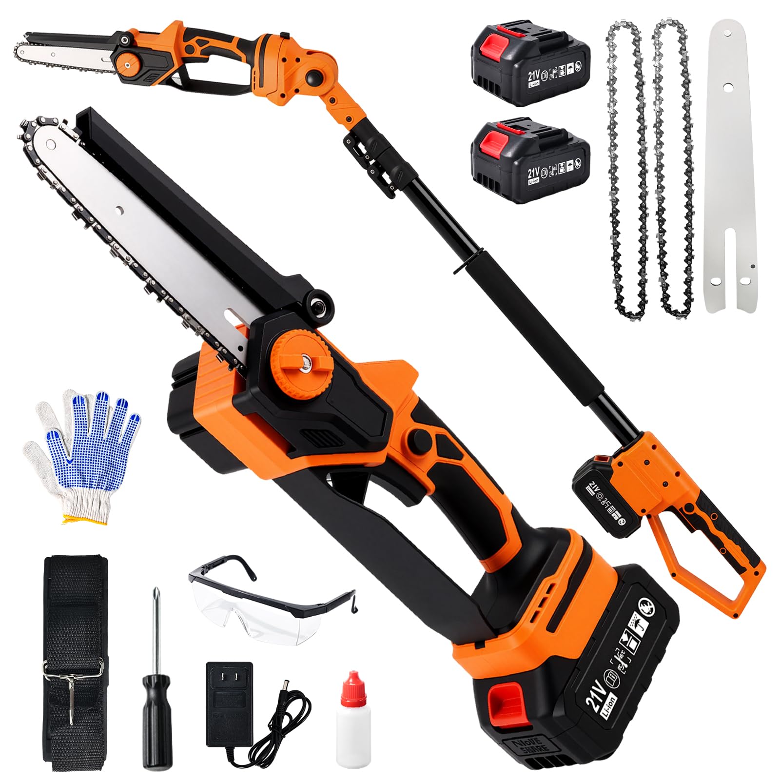 Electric Pole Saw for Tree Trimming, 6 Inch Cordless 2-in-1 Mini Chainsaw