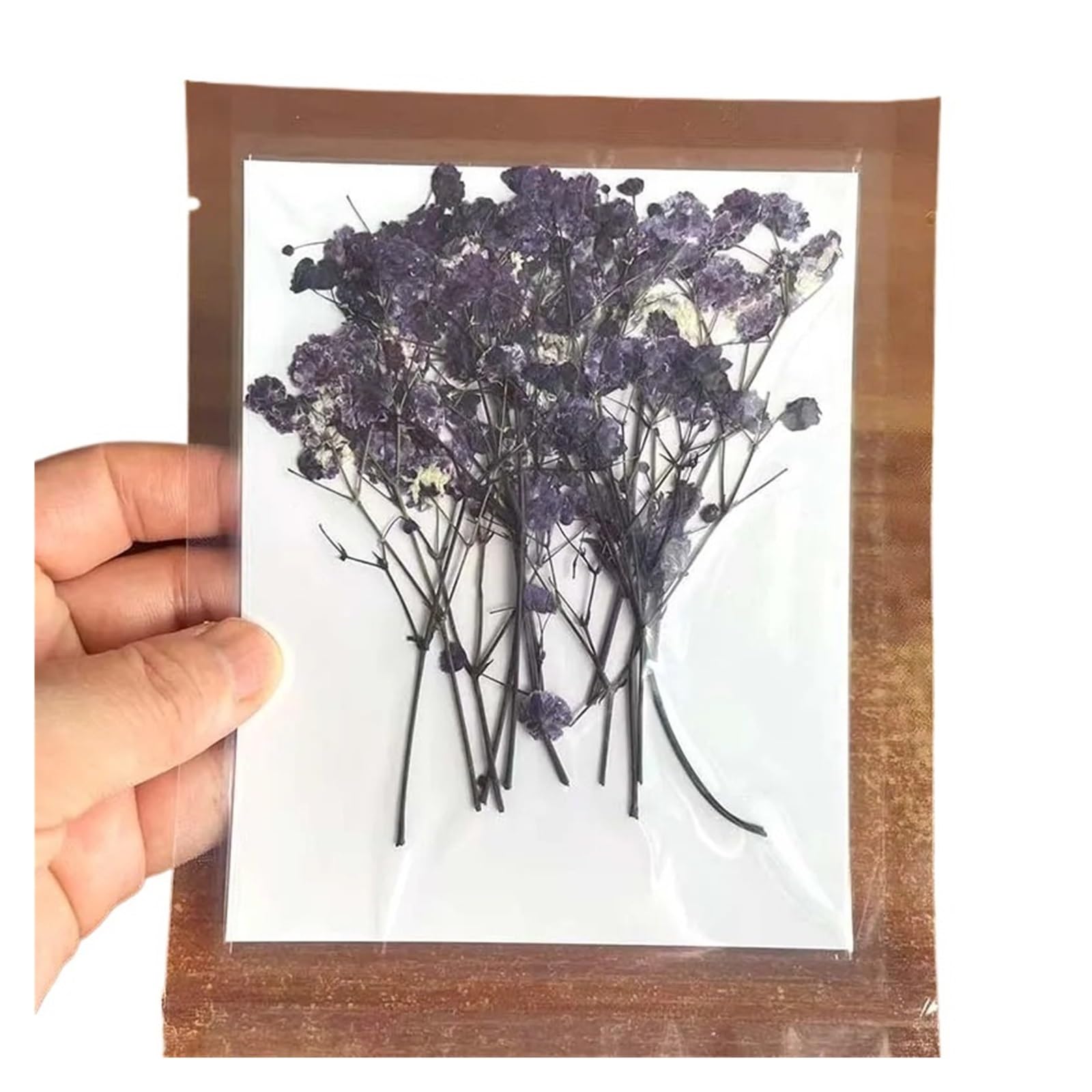 WJIAYAO dried gypsophila flowers 7-10CM, Dried Pressed Flowers Babys Breath,Dry Press Gypsophila Branch DIY for Bookmark Card(01-Purple)