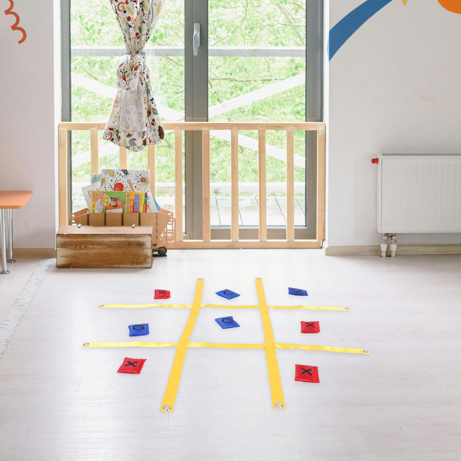 Jeu de Morpion Extra-large D’extérieur à Sangle, 1 Set en Nylon Jaune