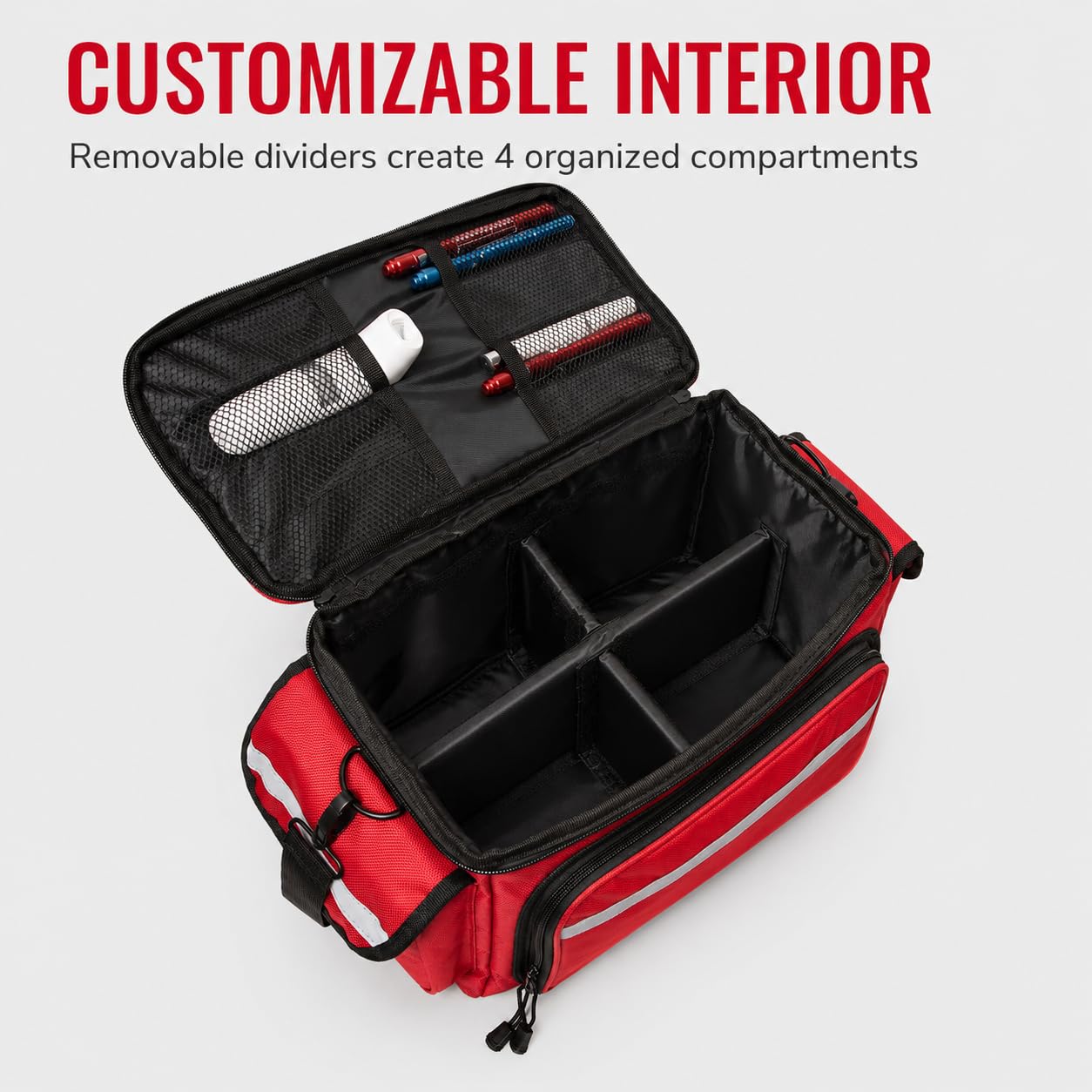 NOVAMEDIC Bolsa de Primeros Auxilios vacía Profesional de 38,1 x 25,4 x 22,88 cm, multicompartimento, portadores de Primeros Auxilios para emergencias, médicos y médicos