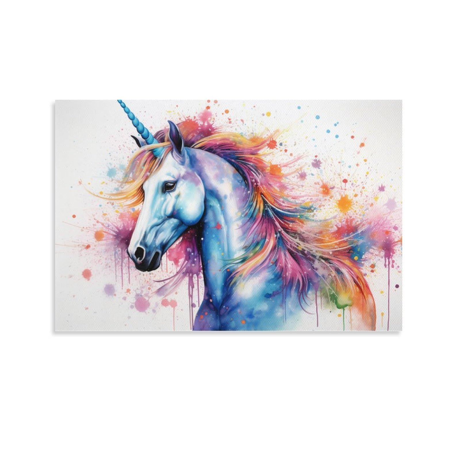 AYAROS Exquisite Unicorn Canvas Wall Art for Bedroom Colourful Vintage Animal Contemporary Wall Decor Poster for Room Aesthetic Unframed 08x12 inch