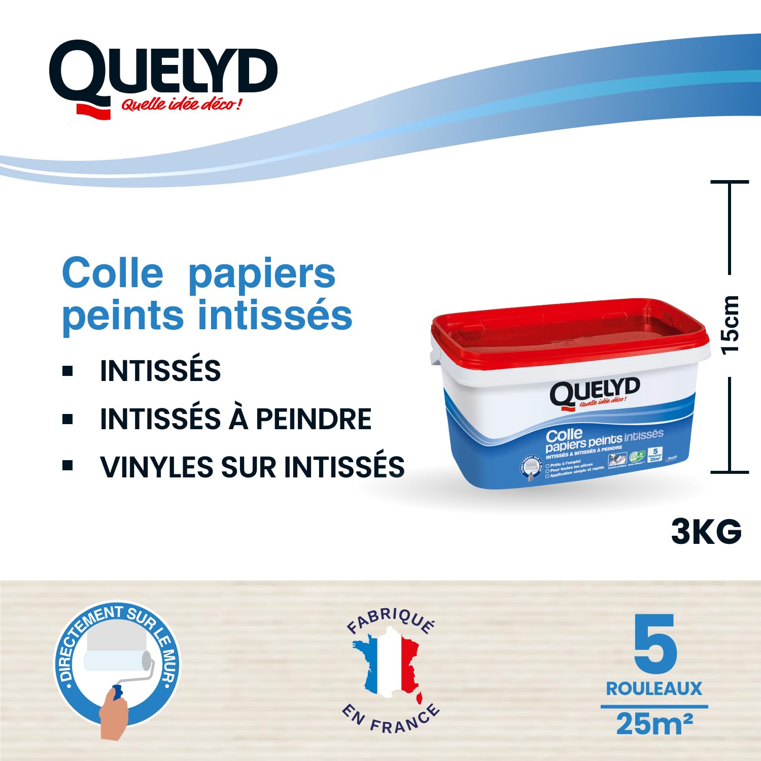 Quelyd Colle Papiers Peints Intissés en Pâte Seau 3 kg