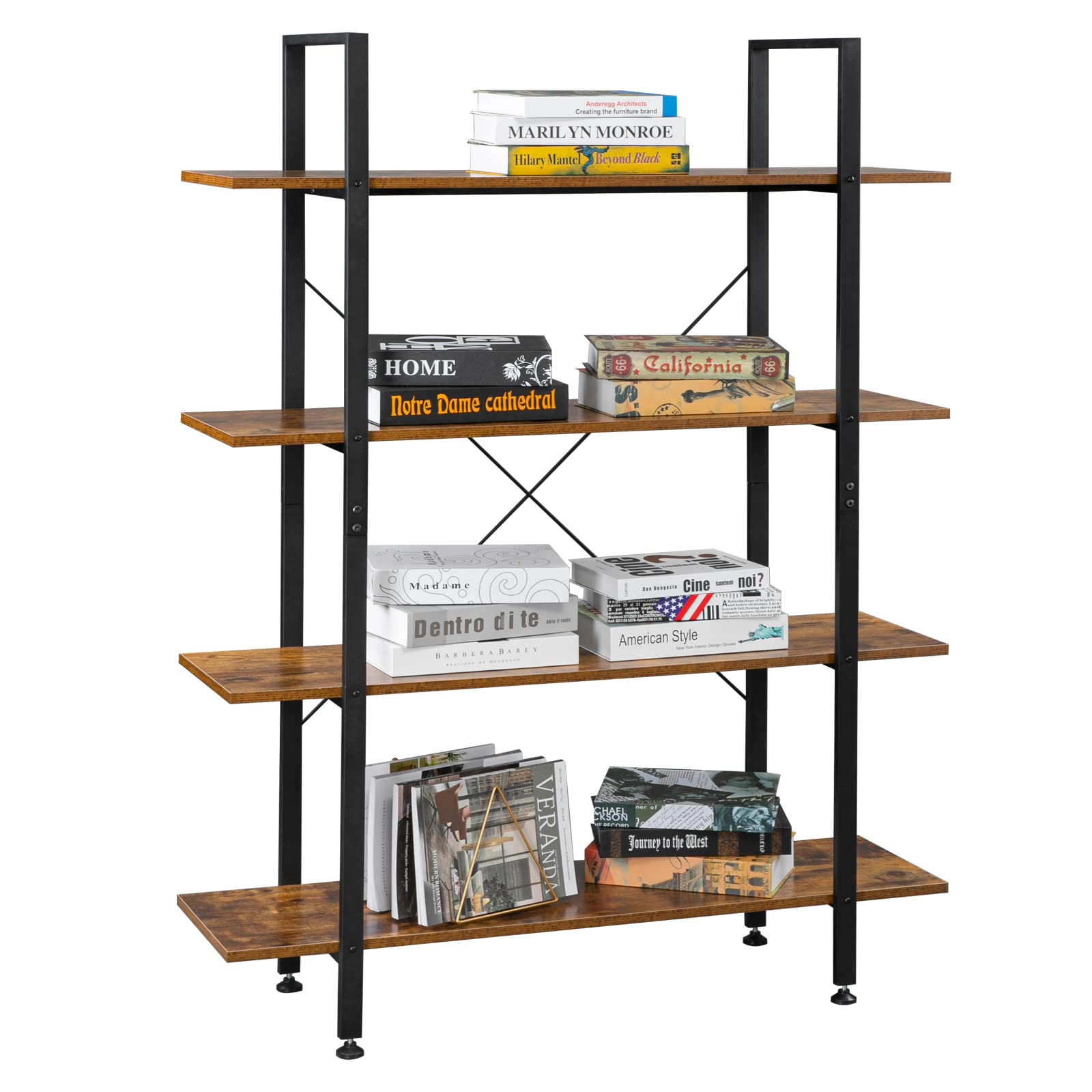 Buy VINGLI 4 Tier Industrial Bookshelf,Bookcases and Book Shelves 4