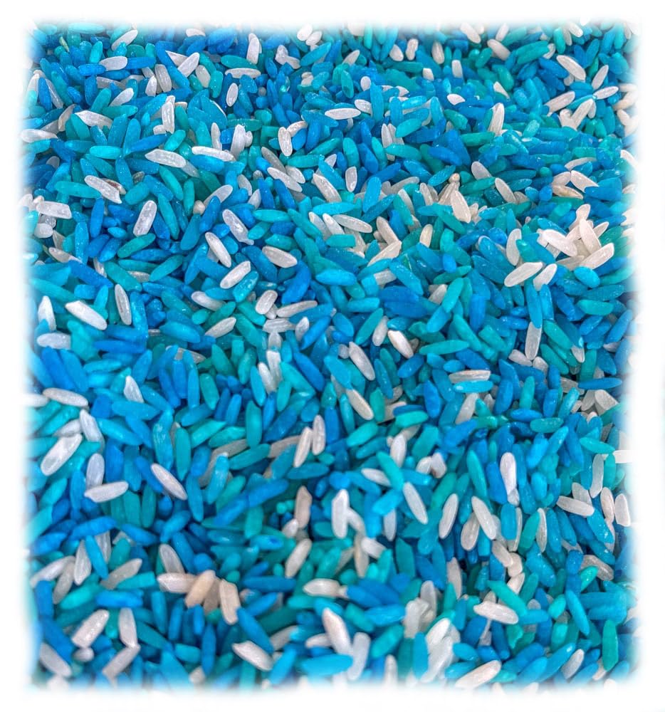 Winter Sensory Bin Filler for Sensory Table - Colored Rice for Sensory Play (4 Cups - 2LB)