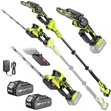 Supstable Cordless Pole Saw & Hedge Trimmer 6-in-1, Mini Chainsaw Cordless/Electric Hedge Trimmer with Extension Pole, 15Ft Reach, Extendable Tree Pruner, Bush Trimmer Limb Branch Cutter, Grass Shears