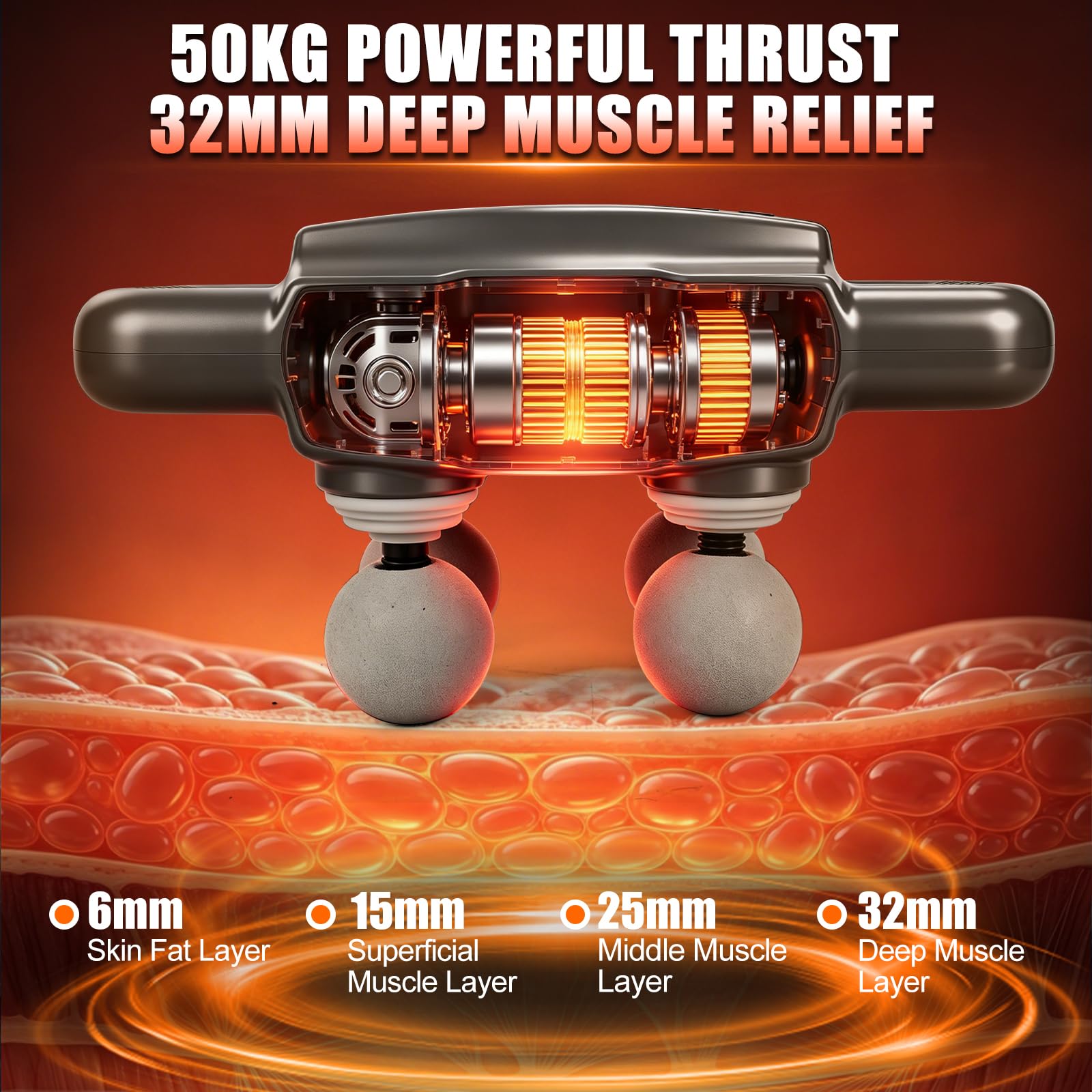 Pistolet de Massage à 28 têtes Portable, 6 Modes et 20 Vitesses, Pistolet de Massage Musculaire Rechargeable, Appareil de Massage pour Cervicales Pieds dos Jambe, Détendre les Muscles