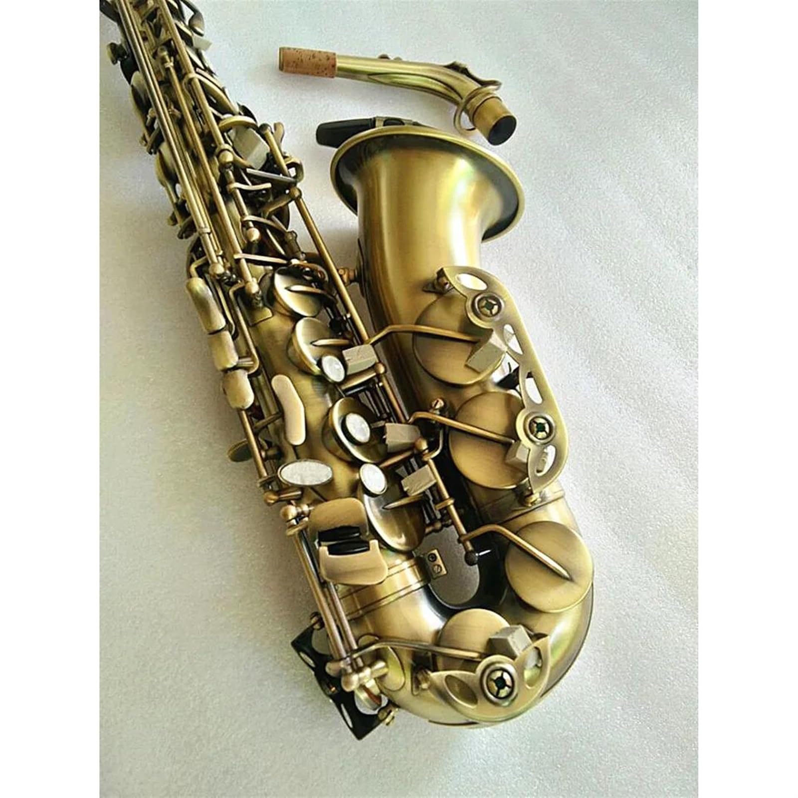 Saxofón Boquilla y estuche de accesorios completos para saxofón EF de saxofón Alto de simulación antigua (Color : Leather bag)