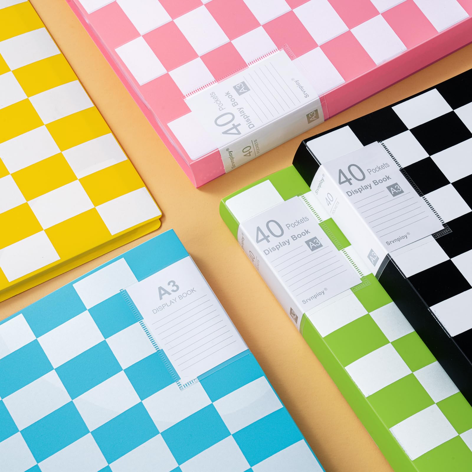 40 Taschen A3 Päsentationsdisplay Buch (5 Farben) A3 Sichtbuch Kunststoff Portfoliobuch Präsentationsbuch mit 40 Klarsichthüllen für Portfolios, Gemälde, Kunstwerke, Zeichnungen