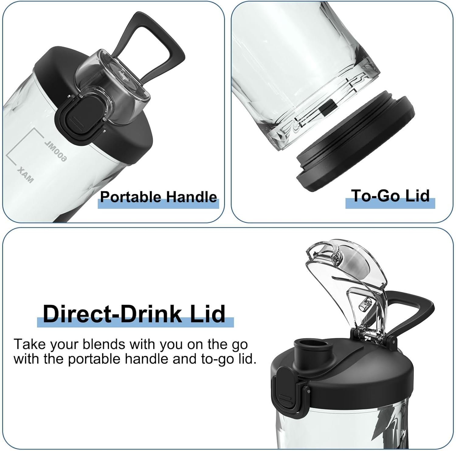 DENOKIN Portable Blender 20oz Vessel, Cordless Personal Size Blender for Shakes and Smoothies with 6 Blade Small Blender for Kitchen, Home, Travel - Image 6