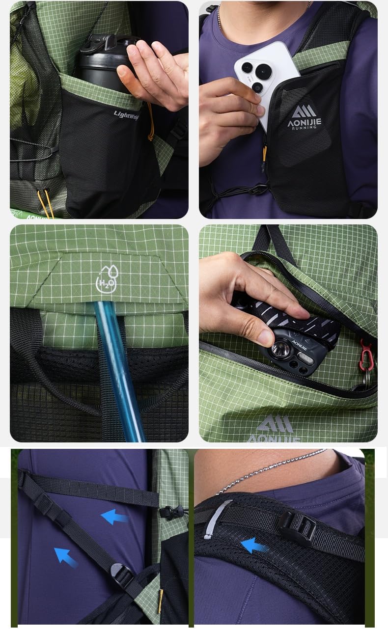 AONIJIE Mochila de gran capacidad de 42L para escalada al aire libre, camping, senderismo, trekking, montañismo, Negro , L, Diseñador