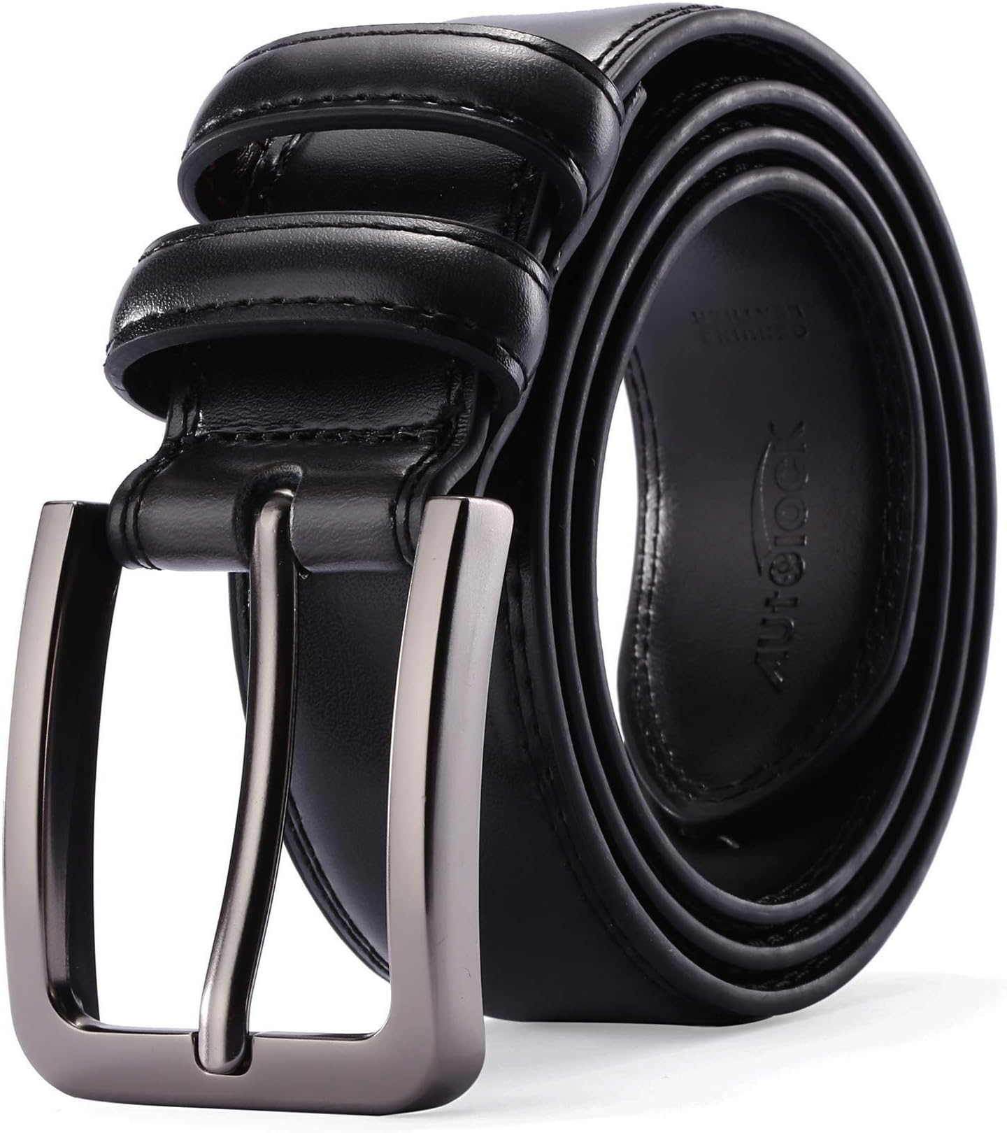 Autolock Mens Belt, Genuine Leather Dress Belt Classic Casual 1 1/4" Wide Belt With Single Prong Buckle