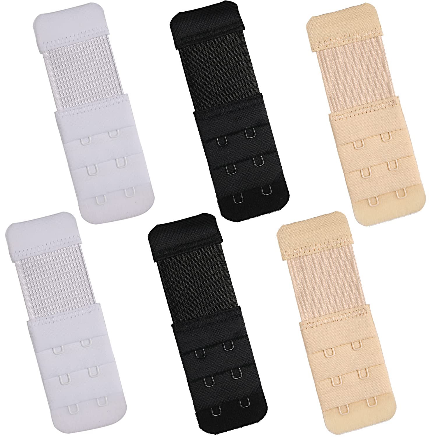 Elisel6 Pcs Women's Bra Extenders 2 Hook / 3 Hook, Soft and Comfortable Elastic Bra Extension Strap