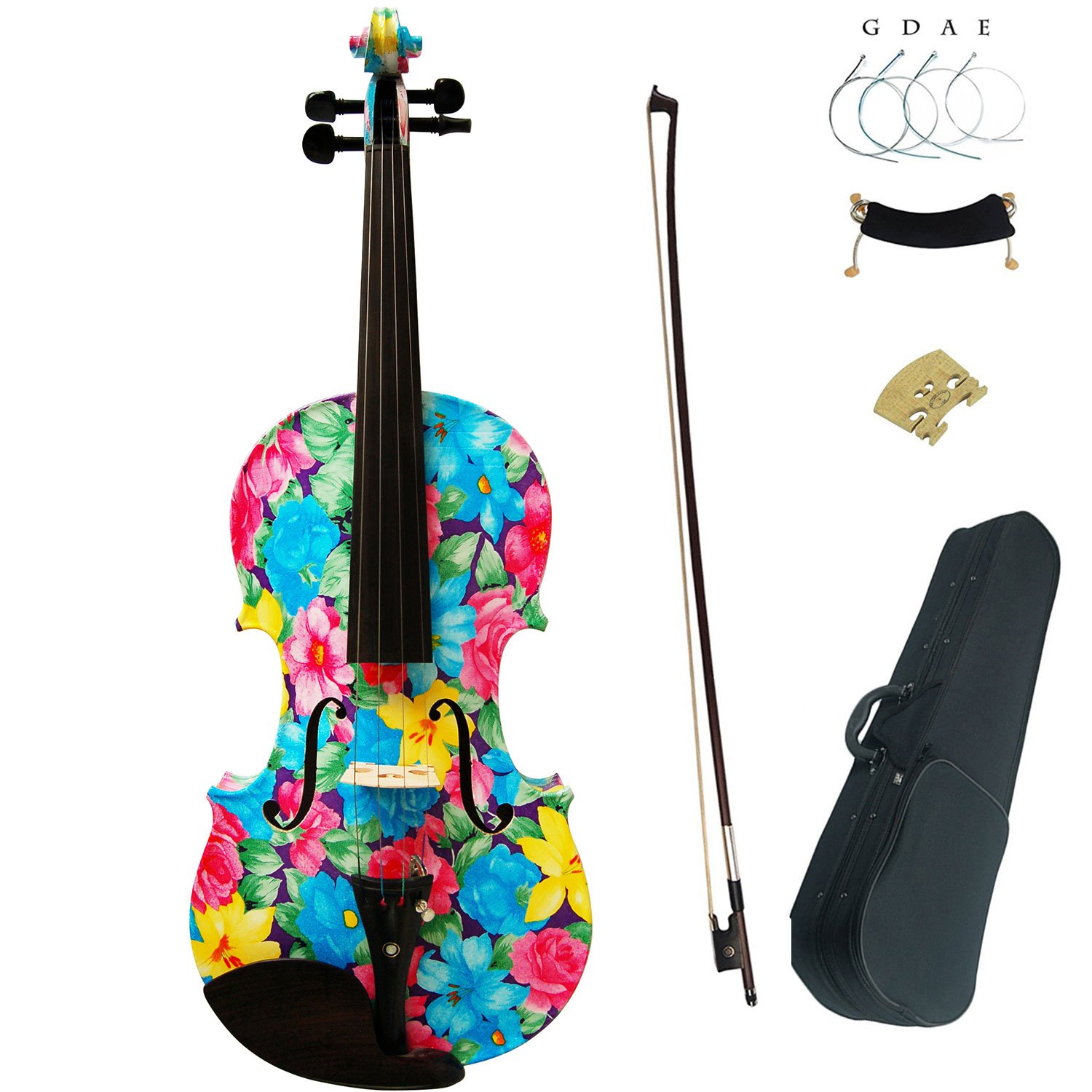 Aliyes Handmade Women/Gril Acoustic Violin 4 4 Full Size Kit Solid Wood Violin with Case,Bow,Rosin,Strings-E002