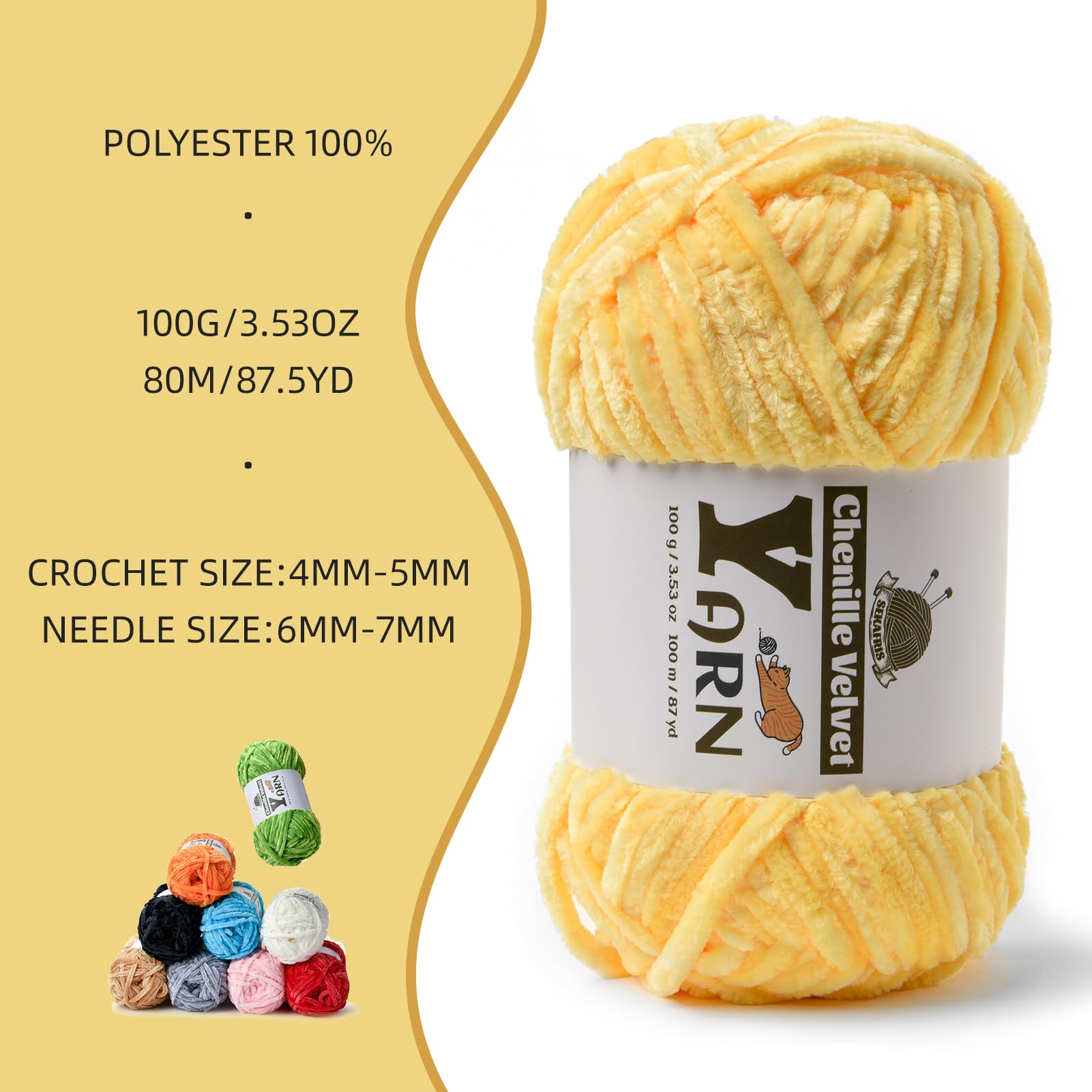 Troyarn Velvet Colors Yarn - Super Bulky Chenille For Blankets & Amigurumi