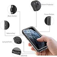 Vista 4 de Funda resistente al agua para iPhone 11 Pro Max, diseño delgado con protector de pantalla integrado, a prueba de golpes, 6.5 pulgadas (negro y gris)