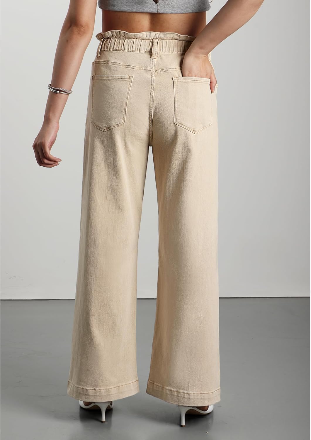 GRAPENT Wide Leg Jeans for Women Stretch High Wasited Elastic Waist Bell Bottom Baggy Y2K Pants - Image 3