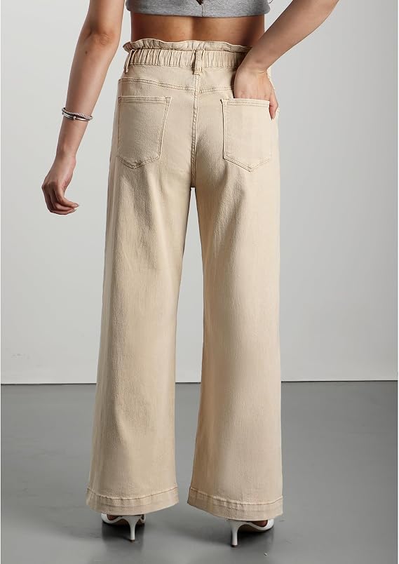 GRAPENT Wide Leg Jeans for Women Stretch High Wasited Elastic Waist Bell Bottom Baggy Y2K Pants