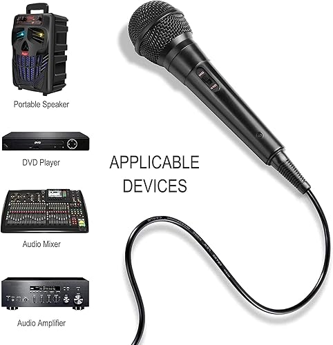 Miniatura 3 de E I F E R Micrófono dinámico con cable con enchufe de 0.256 in y cable de 6.6 ft para karaoke y rendimiento