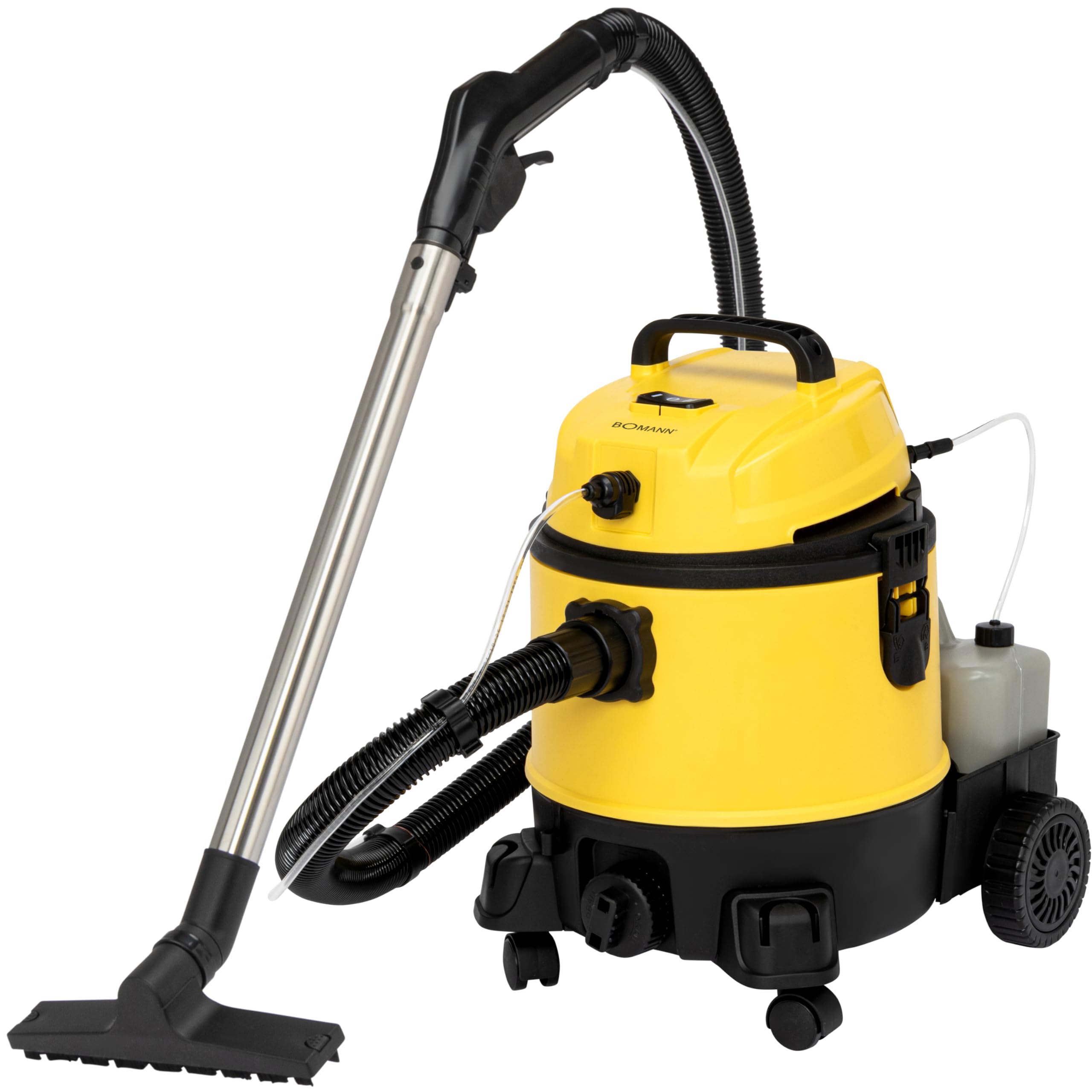 Bomann BSS 6000 Lava Aspiradora con Limpiador de Tapicería para Coche, 1200 W, 20 litros Clase de Eficiencia Energética, Negro y Amarillo