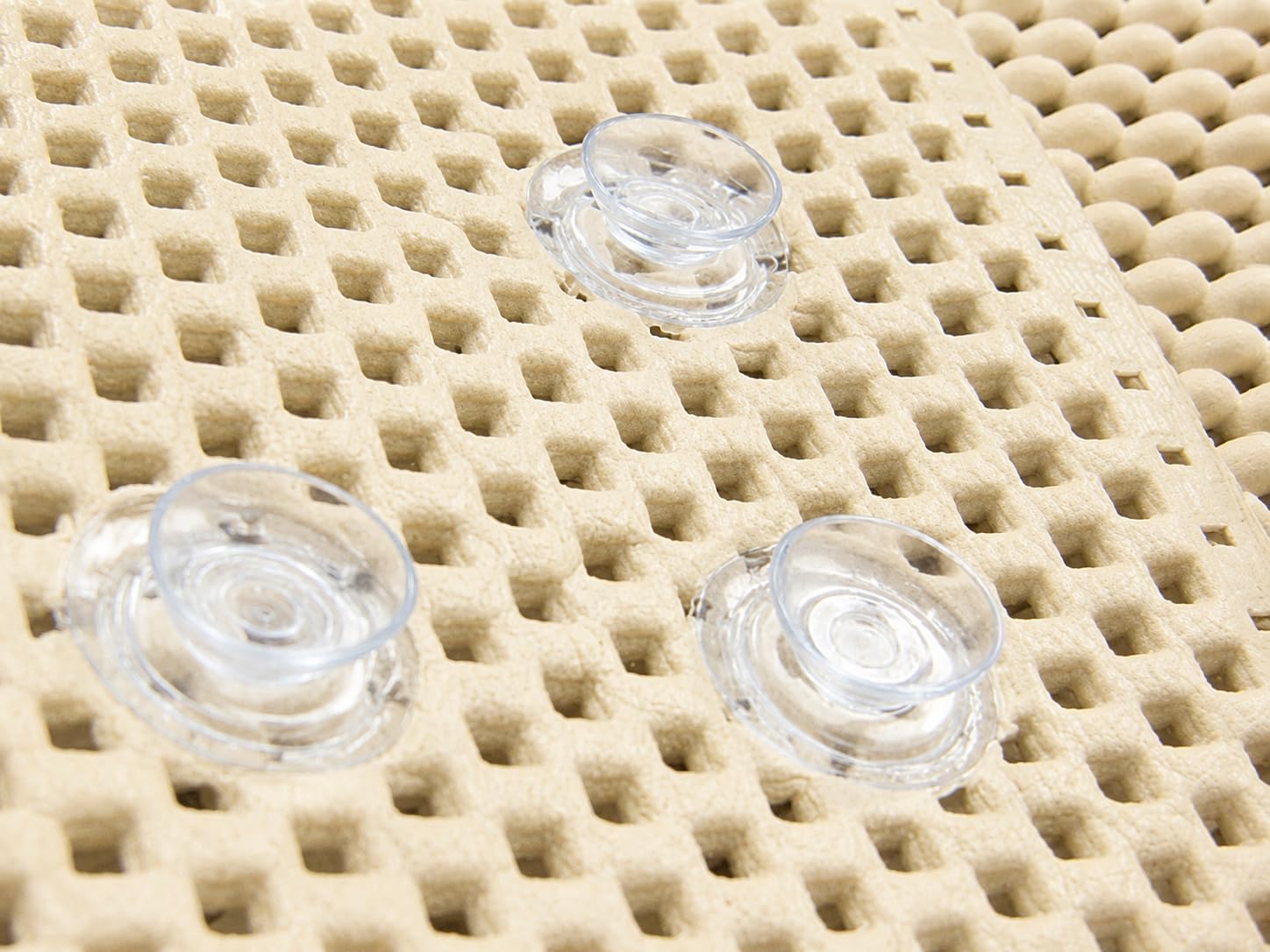 Square Shower Stall Mat with Suction Cups, 21.6 Inch, Soft Non Slip (Beige)