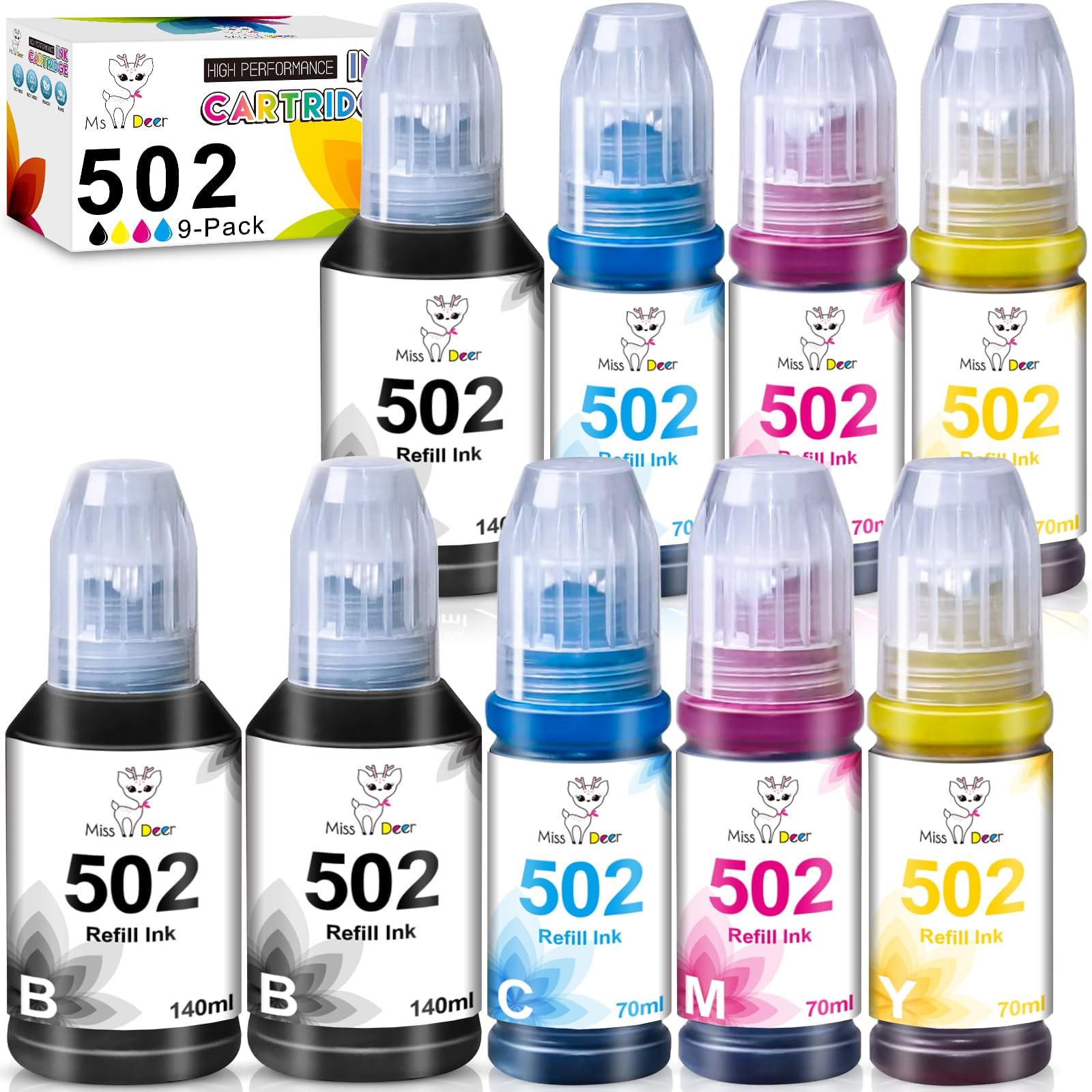 T502 502 Ink Refill Bottles For Ecotank ET2760 ET-4760 ET2750 ET-3760 BK M C | UK
