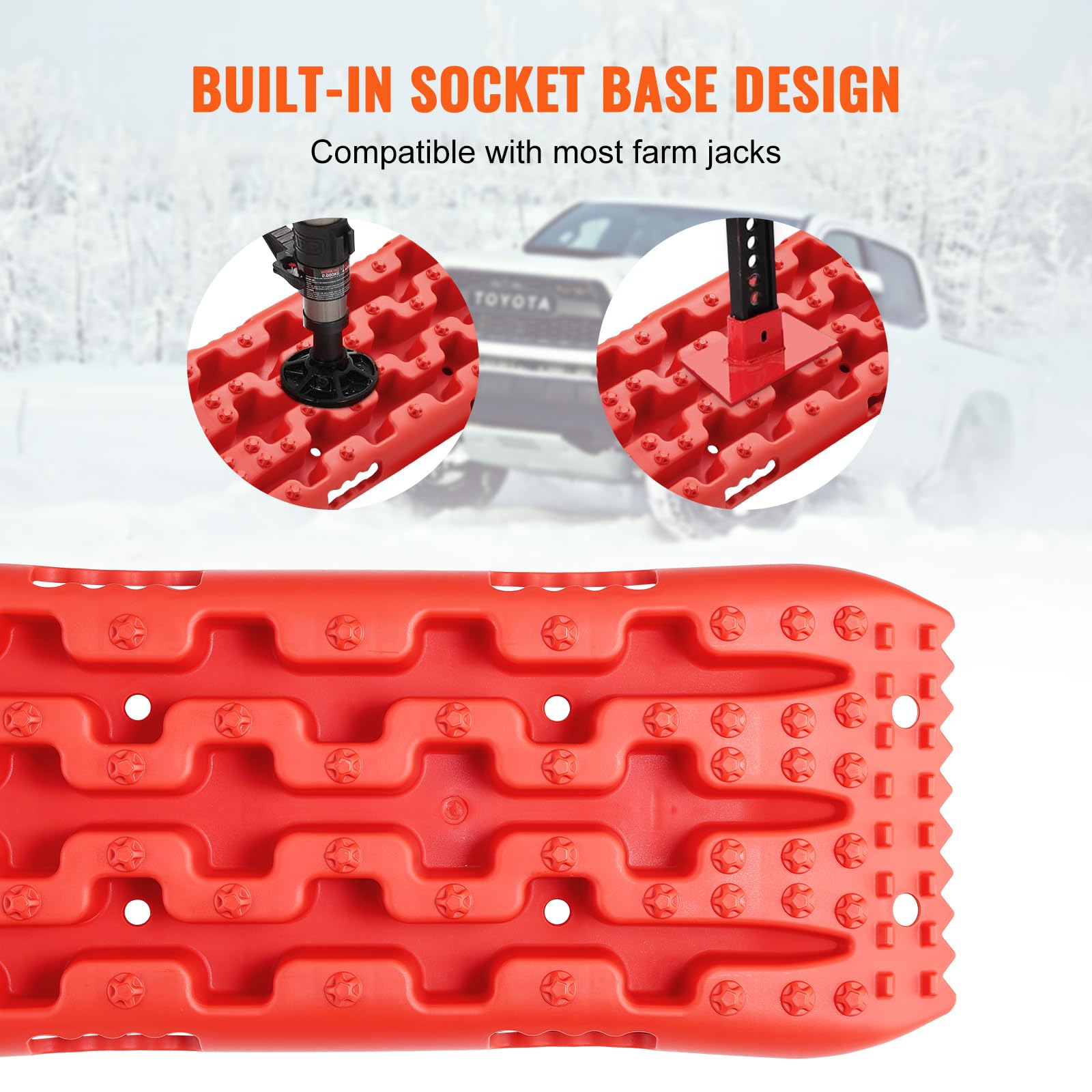 VEVOR Pannelli Trazione per Veicoli Materiale PP, Pannelli di Recupero per ATV/Automobili/Pickup/SUV/RV, Tappetini Trazione 692 x 278 x 68 mm per Pneumatici su Neve, Sabbia, Fango e Terreno Sciolto