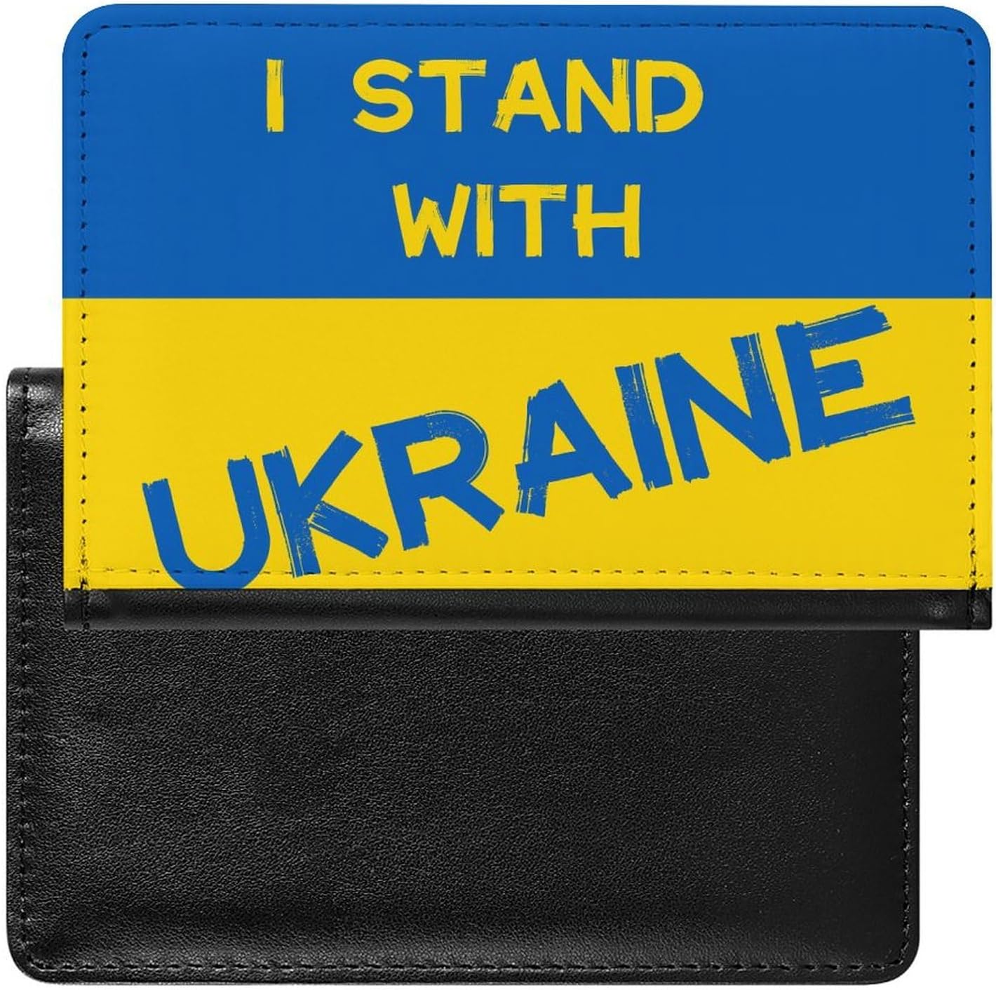 I Stand With Ukraine Travel Passport Holder Passports Protective Cover for Women Men with Card Slots
