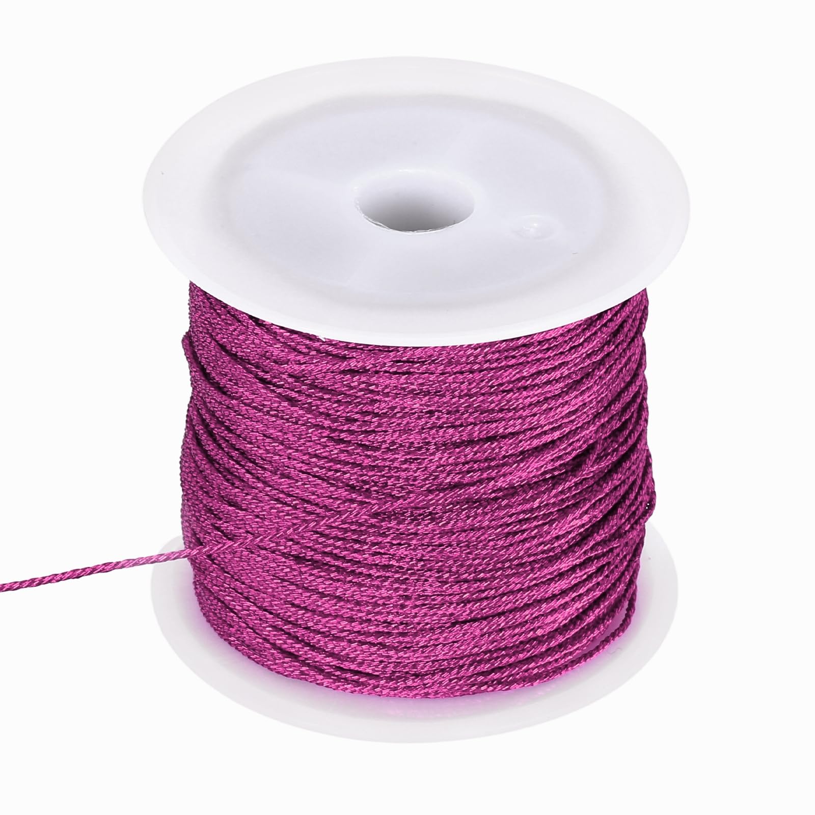 sourcing map 0.8mm Metallic Cords Thread,12 Ply Metallic Ornament Twine Non Stretch Tinsel String Rope for Jewelry Making Gift Wrapping, Rose Red, 27.34Yards