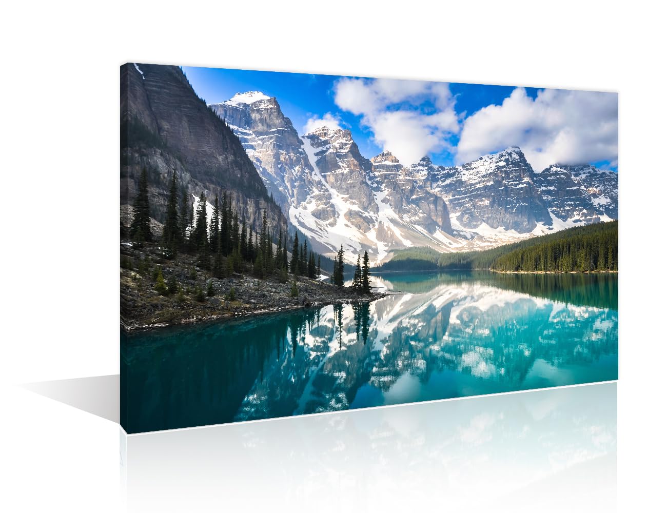 TISHIRON Winter Landscape Canvas Wall Art Hairy Camel Wall Decor Living Room Moraine Lake Rocky Mountains Canada Scenery Wall Decor for Bedroom Posters and Prints Framed Ready to Hang (16" Wx24 H)