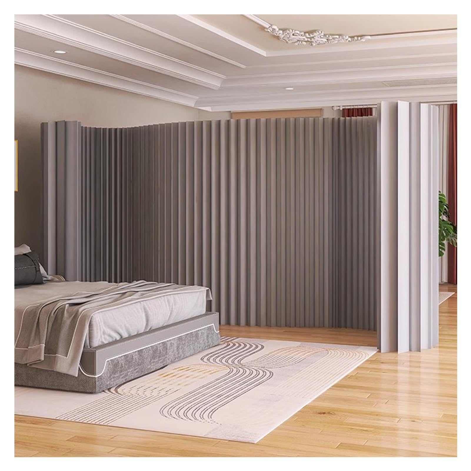 Divisorio moderno pieghevole grigio, alto 5,24 ~ 1,8 m, divisorio di carta per la privacy, schermo indipendente per casa, ufficio, abbigliamento, negozio, decorazione, grigio, 200 x 180 cm