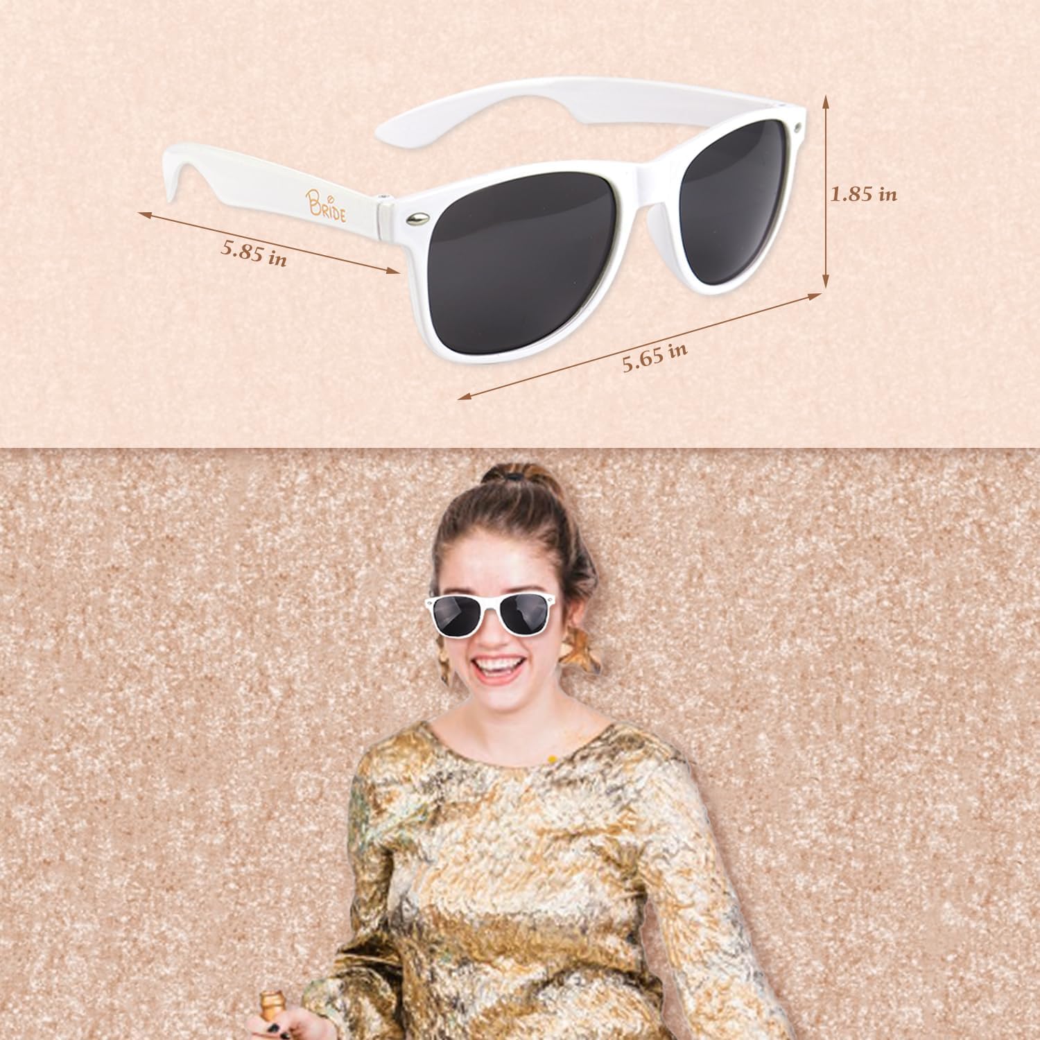 Mouse Ears Set - Bride Accessories - Bachelorette Party Favors - Match Bachelorette Outfit (Rose Gold/White, 1)