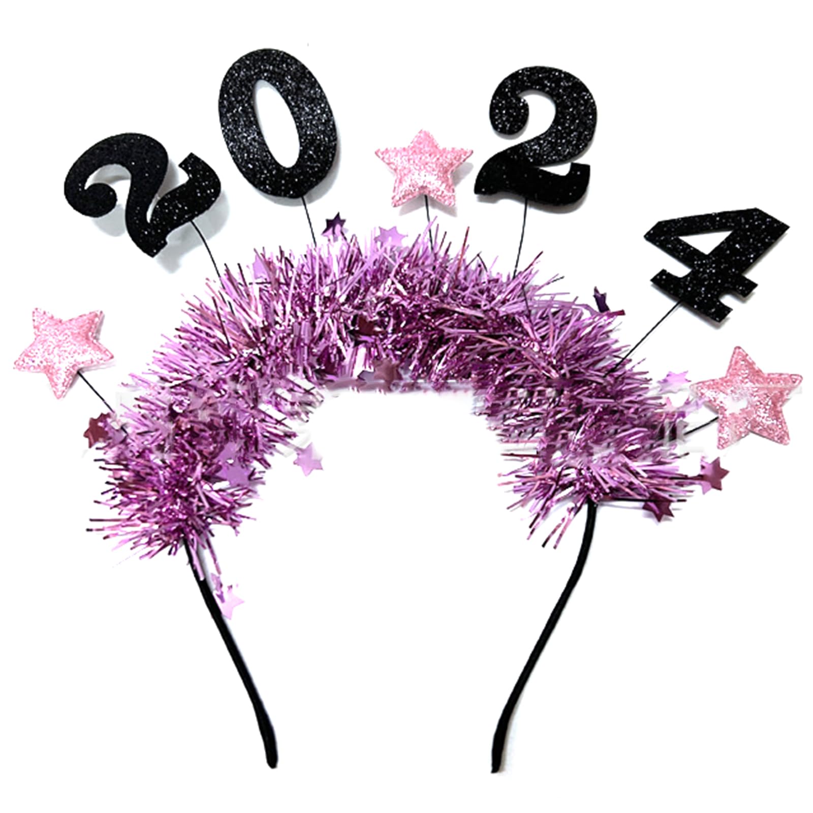 Buxuaaaa 2024 Happy New Year Headband Glitter Hairhoop Decoration Christmas New Year Party Photo Props Hair Accessories Photo Props Hair Accessories