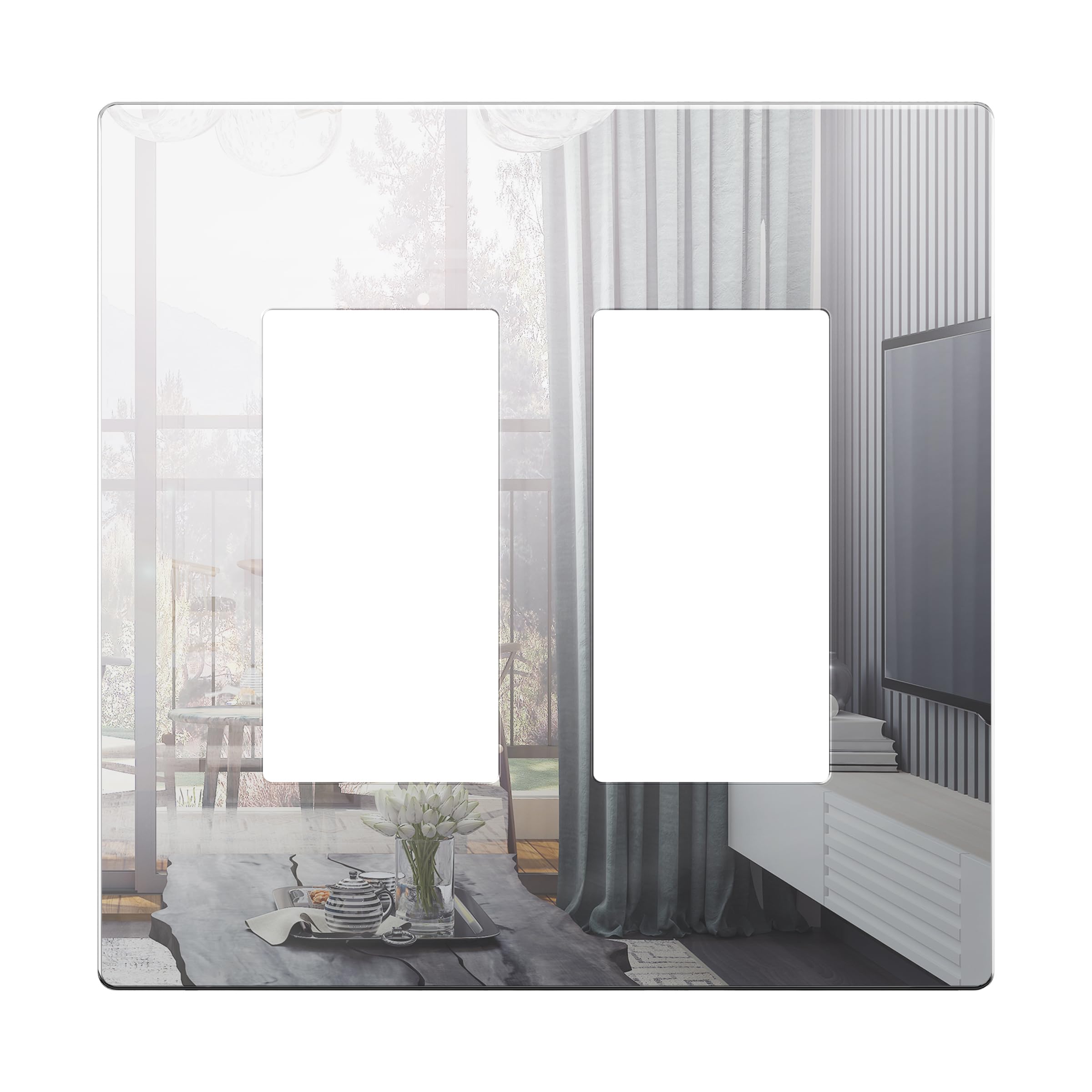 LIDER Brushed Finish Decorator Switch Cover, Screwless Wall Plate, Mid-Size 2-Gang 4.88" x 4.92", Unbreakable Polycarbonate Thermoplastic, UL Listed, LSWP-32M-BGD, Brushed Gold — view 55