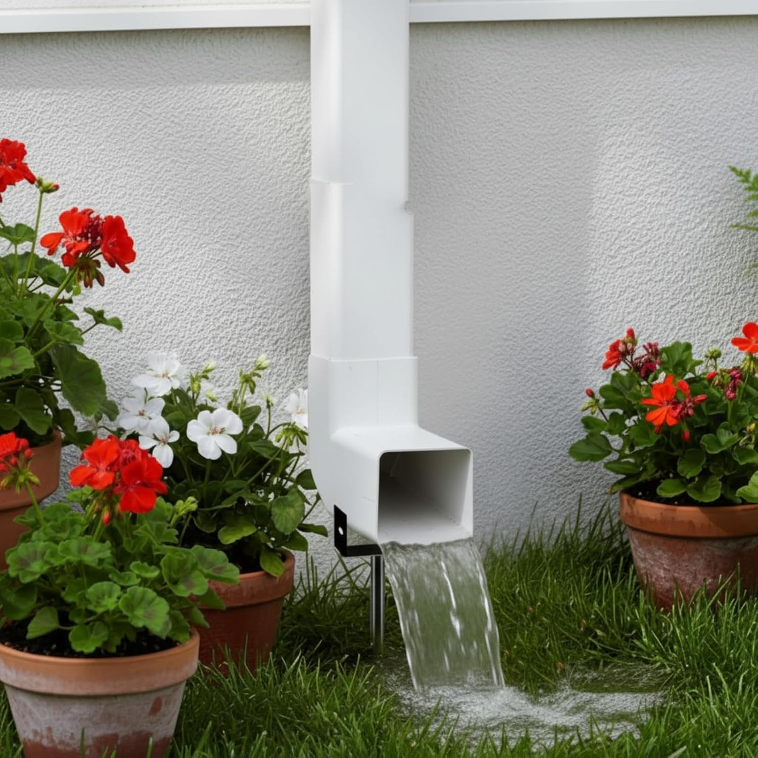 8 Pack Rainwater Downspout Bracket with Strap, Heavy Duty Adjustable Size Downpipe Bracket, Metal Gutter Downspout Holder Stake Stable Support, Easy Install, for Lawn Yard Industrial (Black)