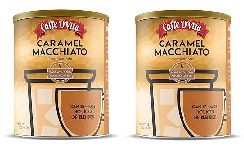 Caffe D'Vita Caramel Macchiato - Café caramelo Macchiato, café instantáneo de caramelo, mezcla de latte, sin gluten, sin colesterol, sin aceites